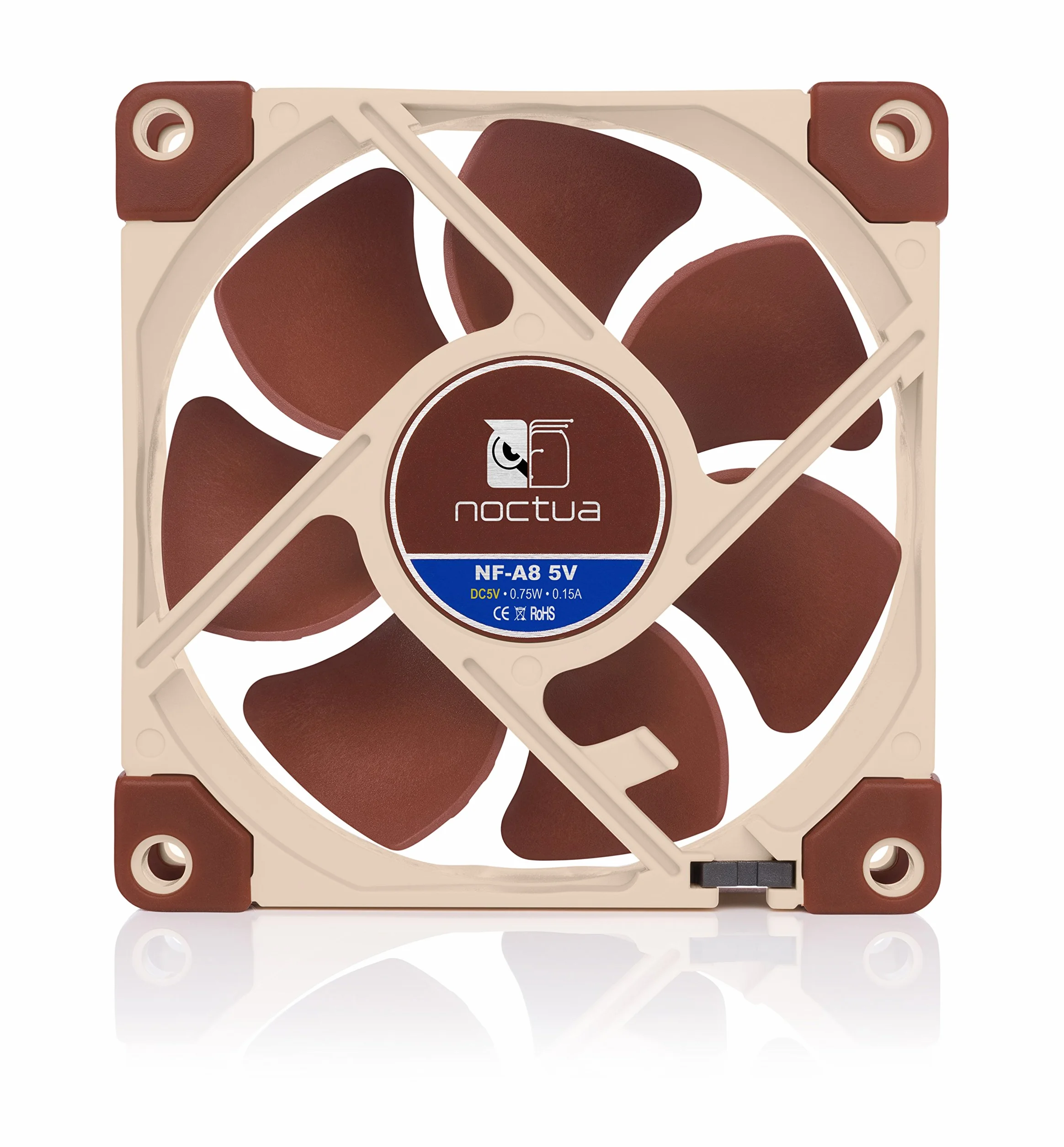 Noctua NF-A8 5V, 3-Pinowy, Zasilany Napięciem 5 V Cichy Wentylator Klasy Premium z Adapterem do Zasilania Przez USB (80 mm, Brązowy)