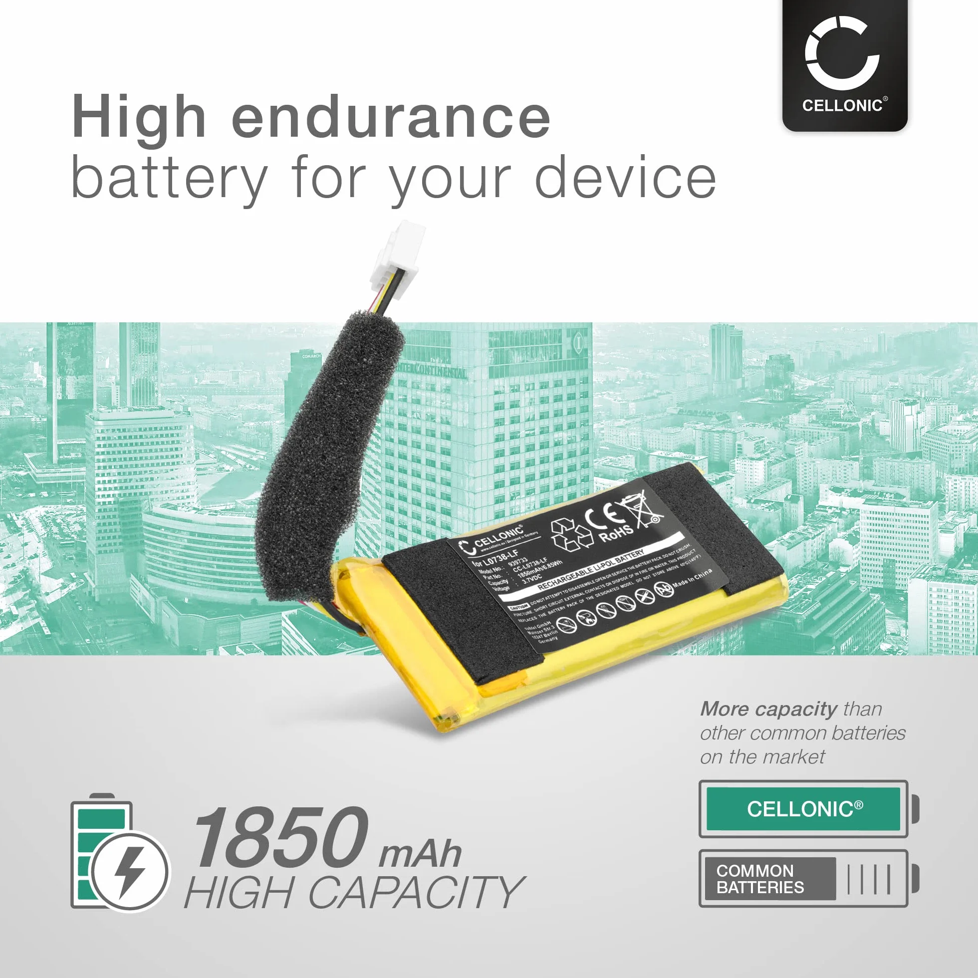 CELLONIC 1 x bateria głośnikowa kompatybilna z tunerem JBL 1, L0738-LF - (1850mAh, 3,7V)