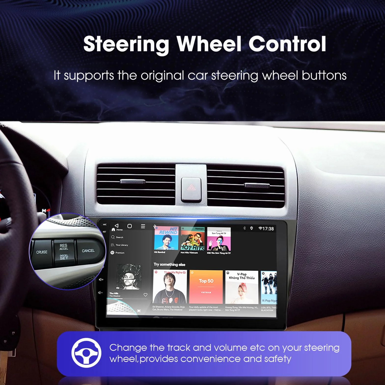 EZoneTronics 22.9 cm Android radio samochodowe stereo, nawigacja GPS, Carplay i Android Auto, Bluetooth, WIFI, do Honda Accord 2002-2007