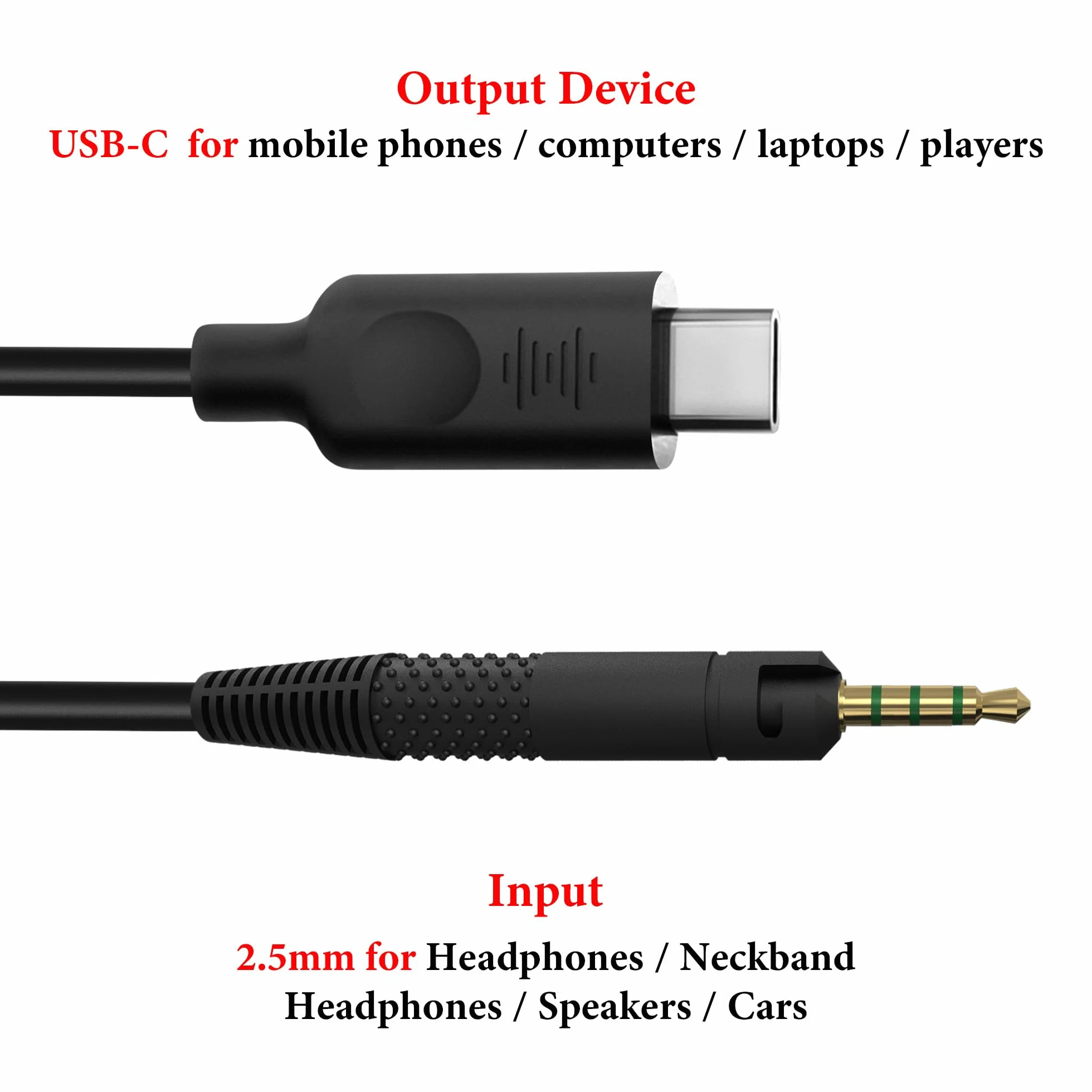 Geekria Kabel Audio USB-C na 2,5 mm Stereo dla Sennheiser HD 620S 599 598 560S 400PRO 579 569 550 505, 1,7 m