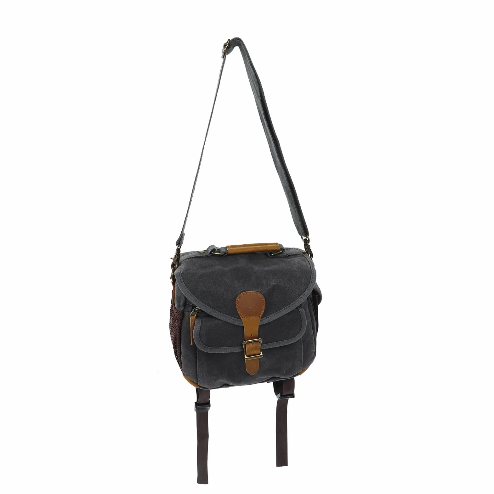 Vintage Canvas Camera Bag, 10,2x7.9x4,7 cala woskowane płótno z skórzaną torbą na ramię na ramię do fotografii DSLR