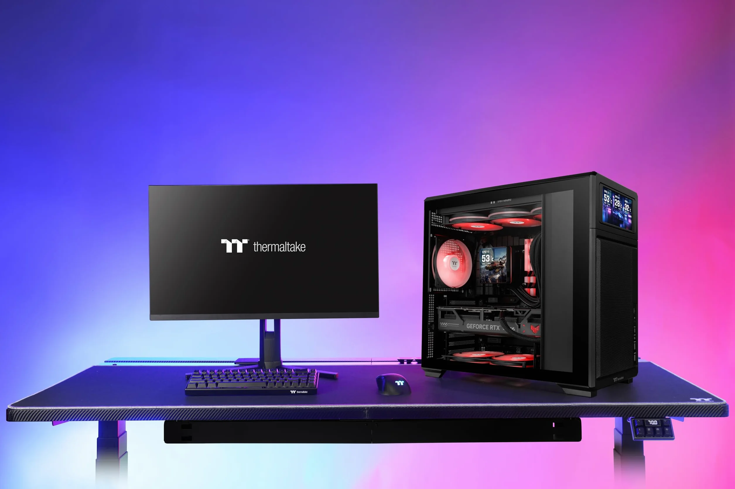 Thermaltake TR300 TG | Black | Tempered Glass | Power Extension Cord | 120mm Fan