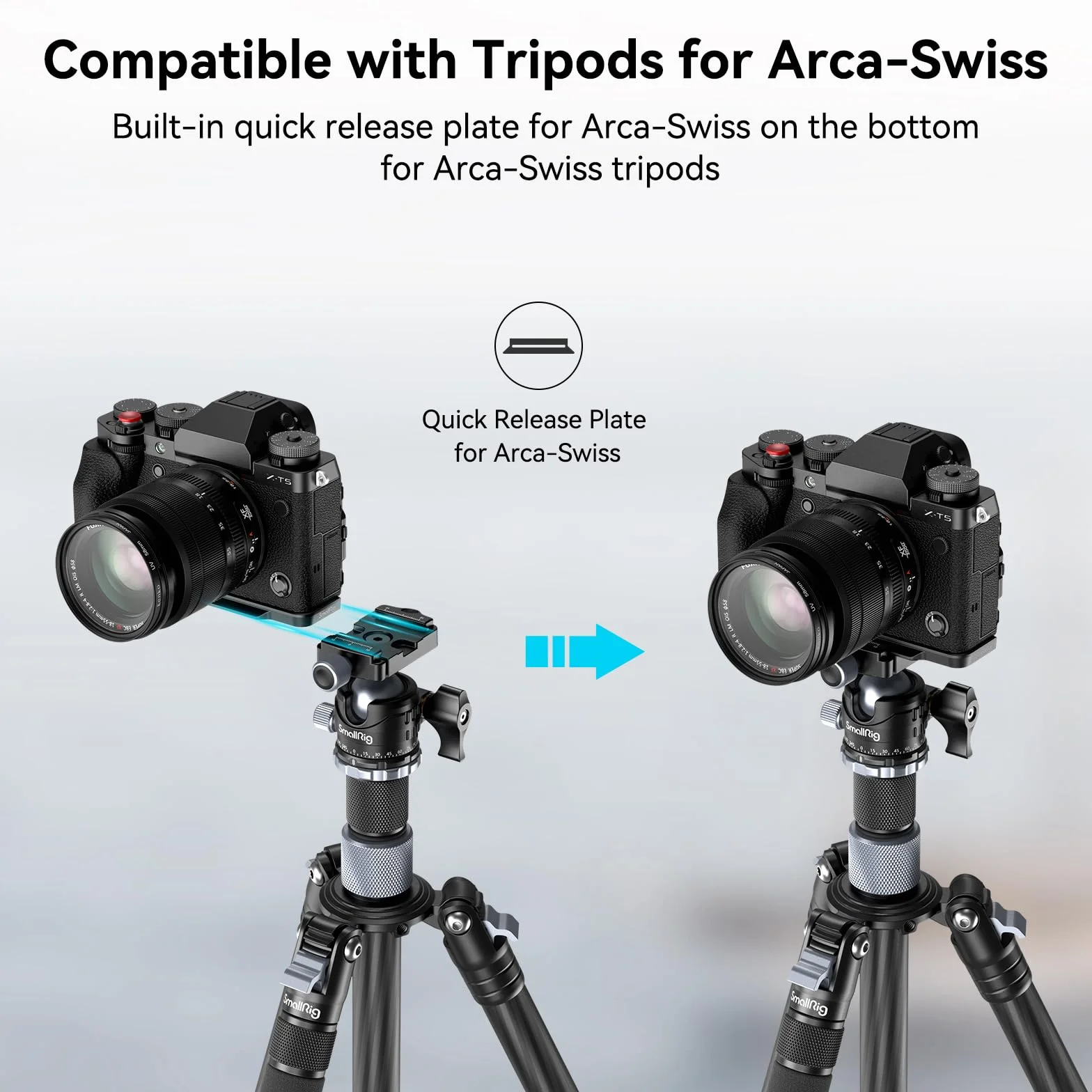 SMALLRIG X-T5 L-Shape Grip L-bracket dla Aparatu FUJIFILM X-T5, Wbudowana Płytka Szybkiego Uwalniania Aparatu dla Arca, Otwory 1/4"-20, Ergonomiczny Silikonowy Uchwyt, Przycisk Migawki (Czarny) - 4260