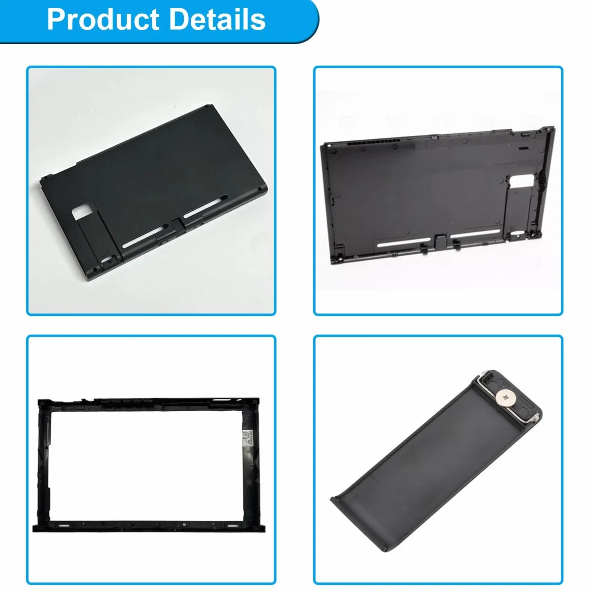 Wymienna tylna pokrywa do konsoli Nintendo Switch, DIY, przednia tylna płyta czołowa, górna dolna obudowa do przełącznika tylna płyta z wymienną podpórką i narzędziami naprawczymi HAC-001