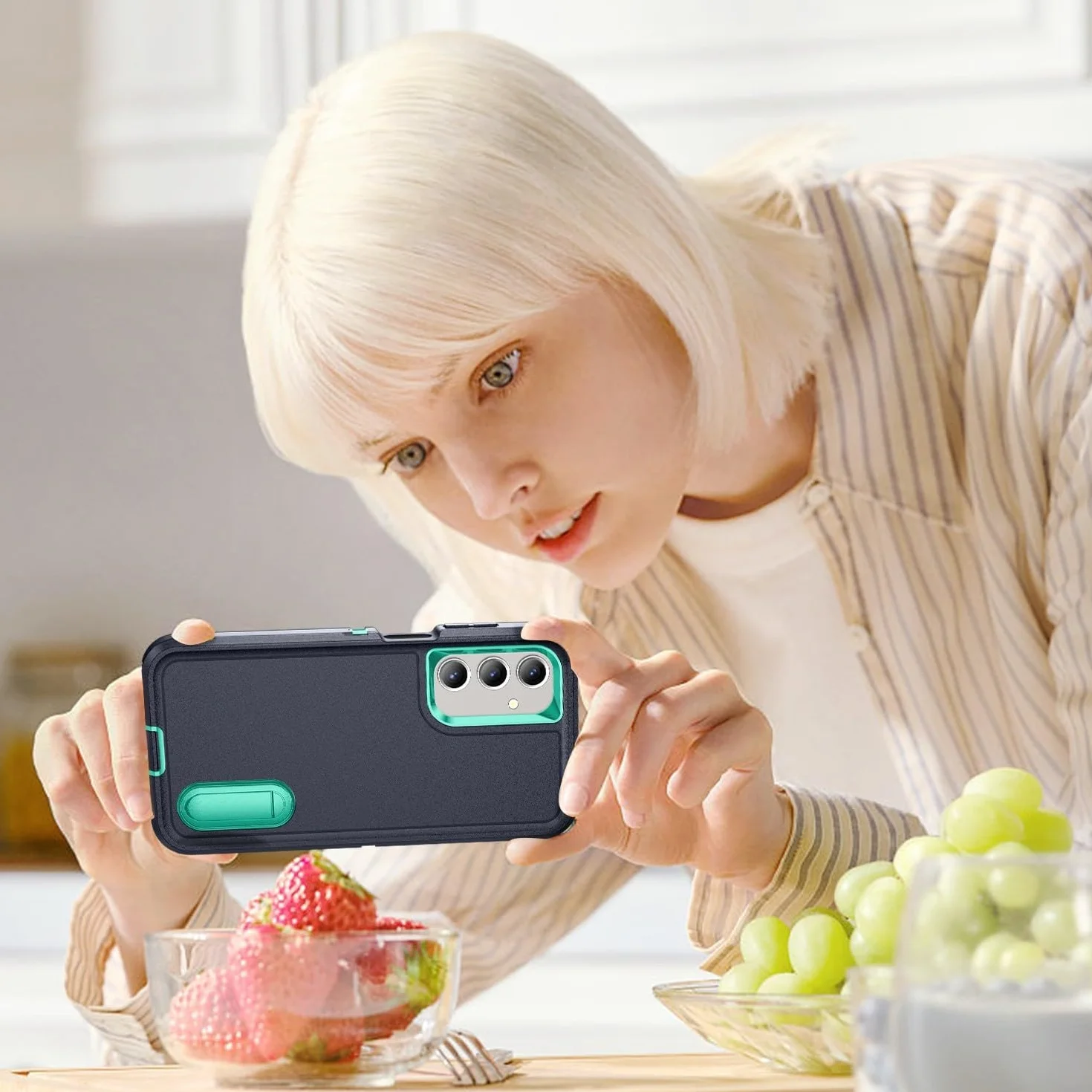 Generic etui kompatybilne z Samsung Galaxy A16 5G / 4G (kolor: pomarańczowy) potrójna warstwa pełna obudowa twarda tylna twarda silikonowa obudowa