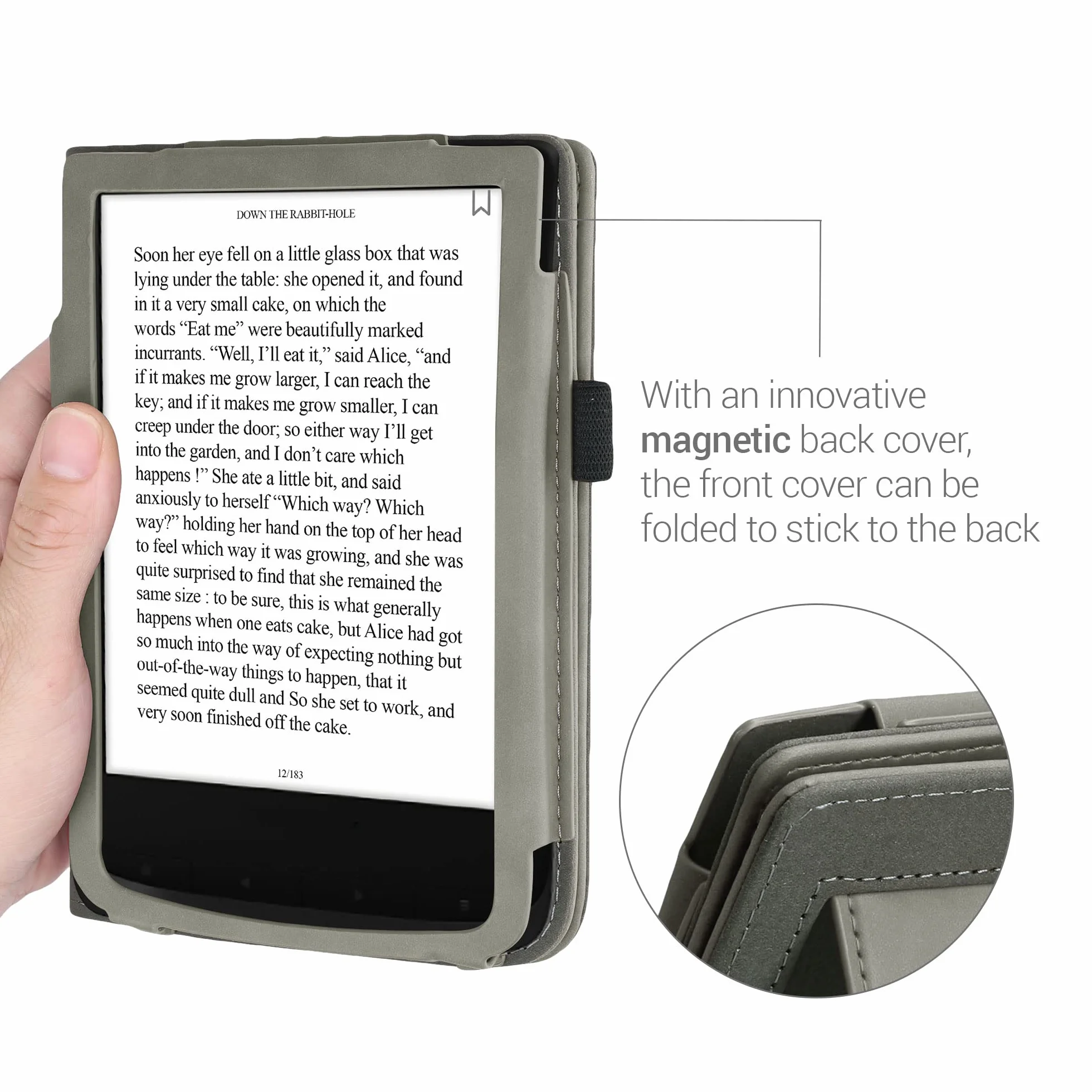 kwmobile e-czytnik etui kompatybilne z Pocketbook Touch Lux 4/Lux 5/Touch HD 3/Color (2020) - Pokrowiec ochronny Rosace Szary