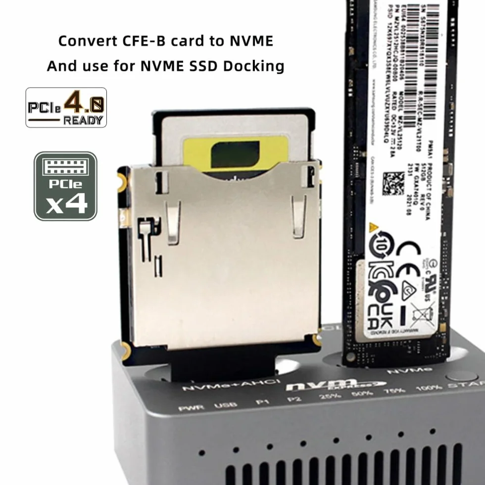CY Adapter NGFF M.2 NVMe Host na CFExpress CFB adapter przedłużający M2 M-key do obsługi CFE typu B karta pamięci R5 Z6 Z7