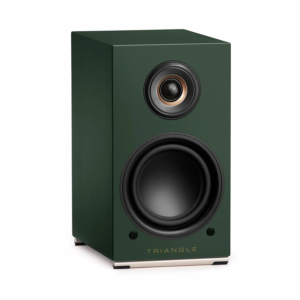 TRIANGLE - Głośniki aktywne AIO TWIN - Głośniki podstawkowe Wi-Fi i Bluetooth ze wzmacniaczem 2x50 W - Dźwięk HD - Wejścia PHONO/Platinum + Telewizor optyczny - 165 x 304 x 235 mm - Angielski zielony