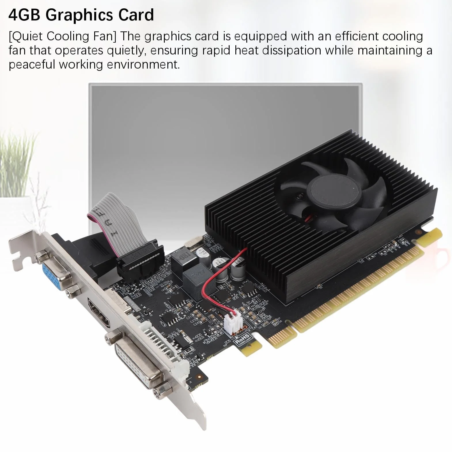 GT740 Graphics Card, 4 GB 128 -Bit DDR3 Memory, DVI VGA HD Multimedia Interface, PCI E 3.0 X16 Karta Wideo Komputerowa z Wentylatorem