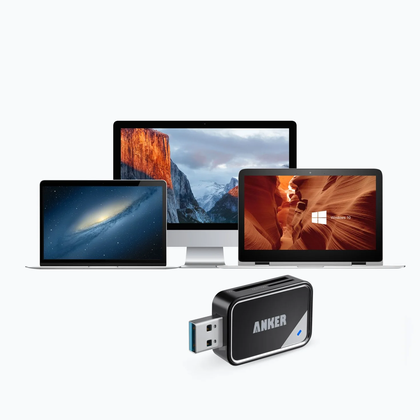 Anker USB 3.0 SD/TF Memory Card Reader 2 Slots Card Reader for SDXC, SDHC, SD, MMC, RS-MMC, Micro SDXC, Micro SD, Micro SDHC Card, Supports UHS-I Cards