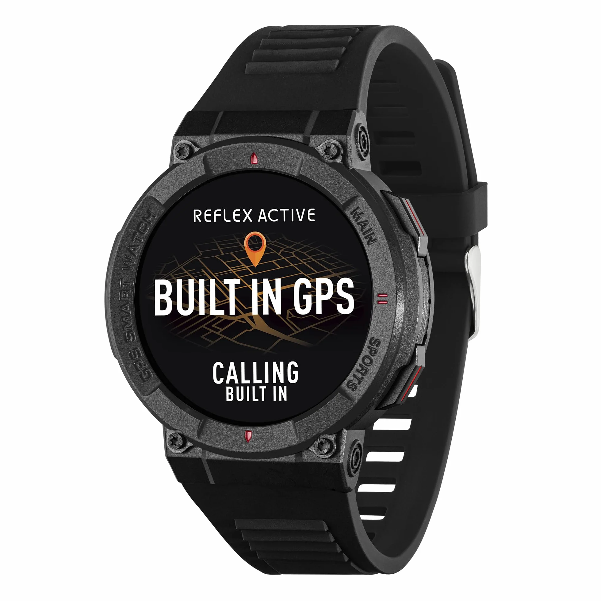 Reflex Active Inteligentny zegarek serii 43 dla mężczyzn i kobiet z wbudowanym GPS, ponad 100 trybów sportowych, licznik kroków, nawiązywanie i odbieranie połączeń, wodoodporność IP68, czarny