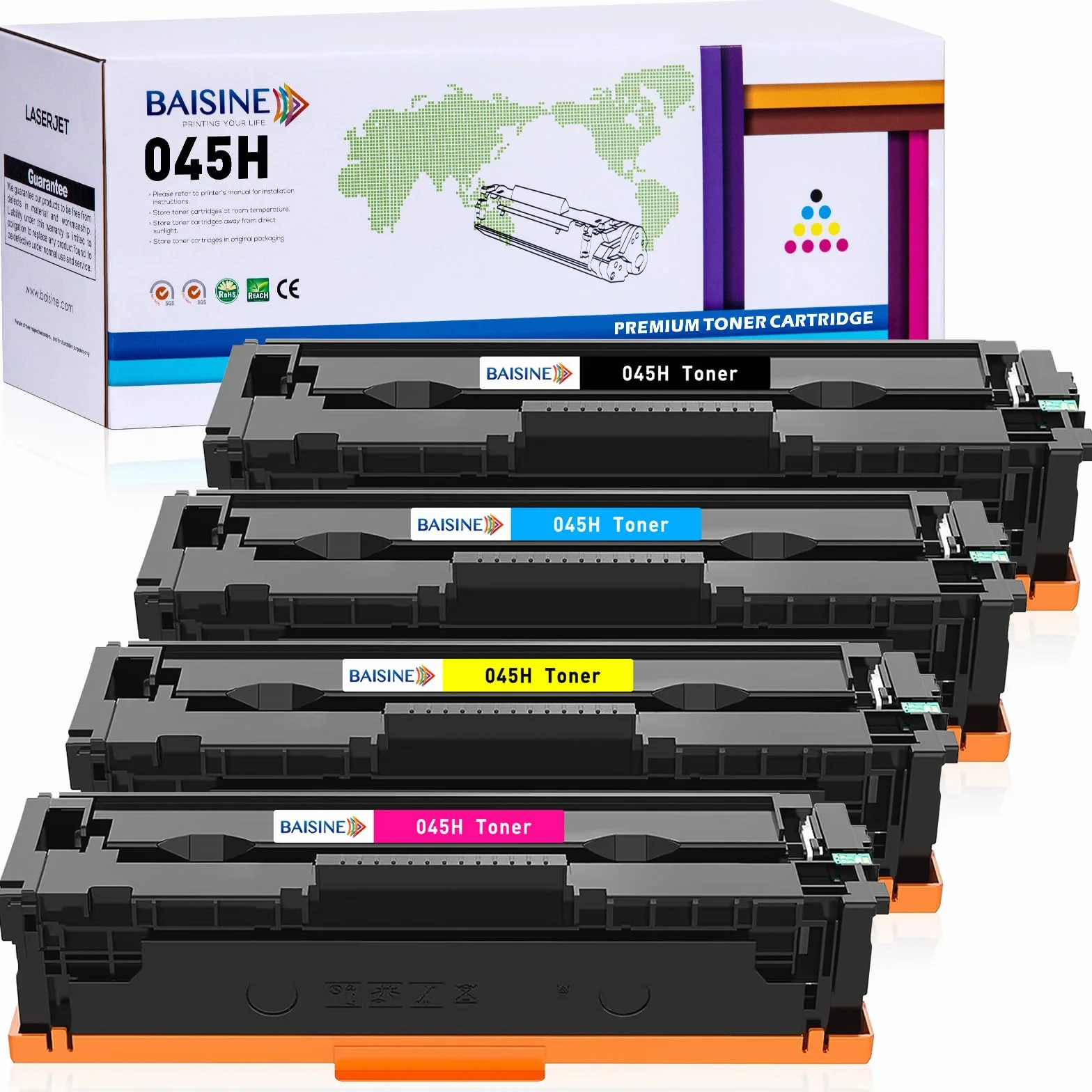 BAISINE Kompatybilny z Canon MF635Cx Toner zamiennik Canon 045H 045 do Canon i-Sensys MF635cx LBP613cdw LBP611cn MF631cn MF633cdw imageCLASS MF632cdw MF634cdw LBP612cdw, 4-pak