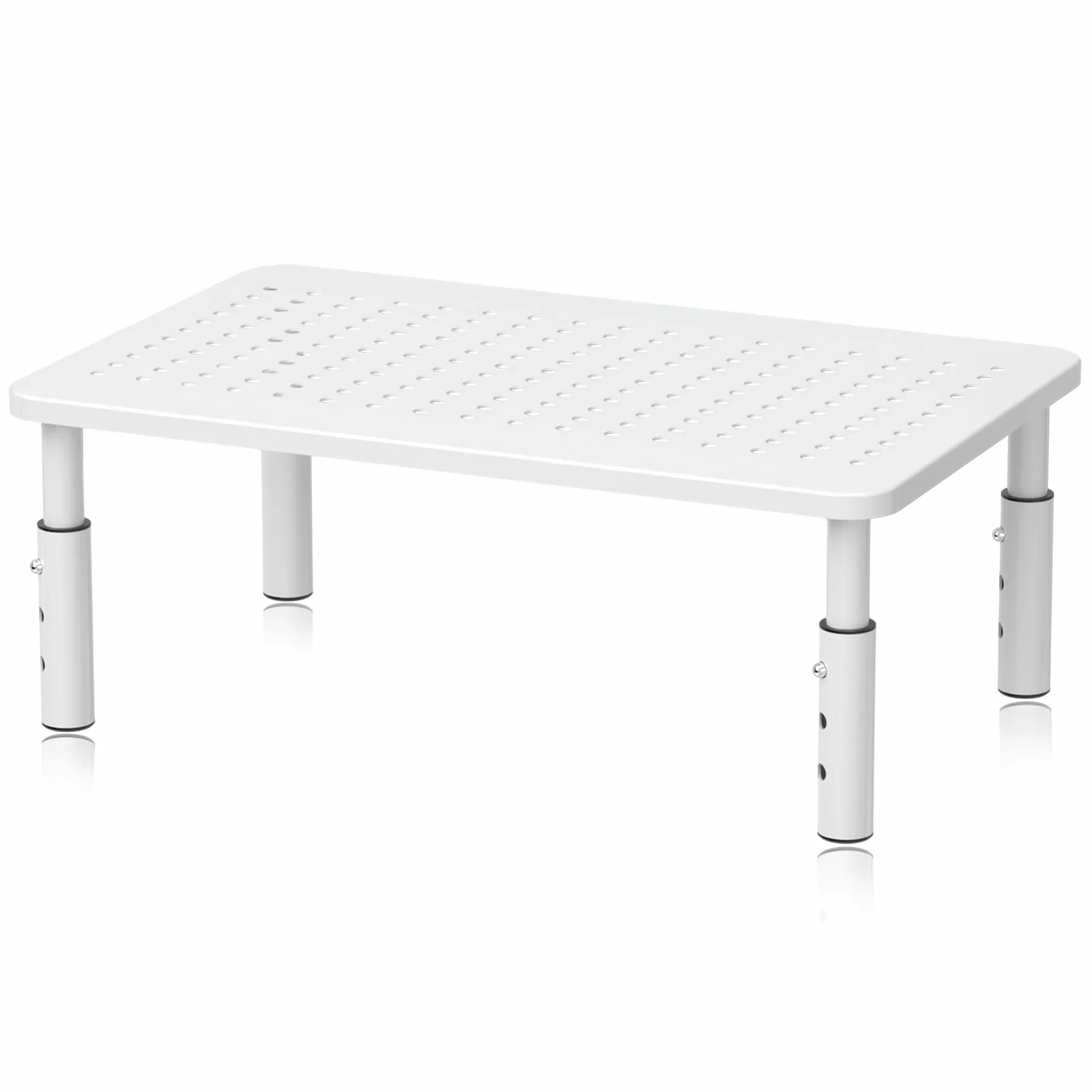 Bracwiser Stojak na monitor 3 Stojak na monitor o regulowanej wysokości z platformą z otworami na siatkę do laptopów, komputerów, PC, drukarek, projektorów do 20 kg, biały MST003W