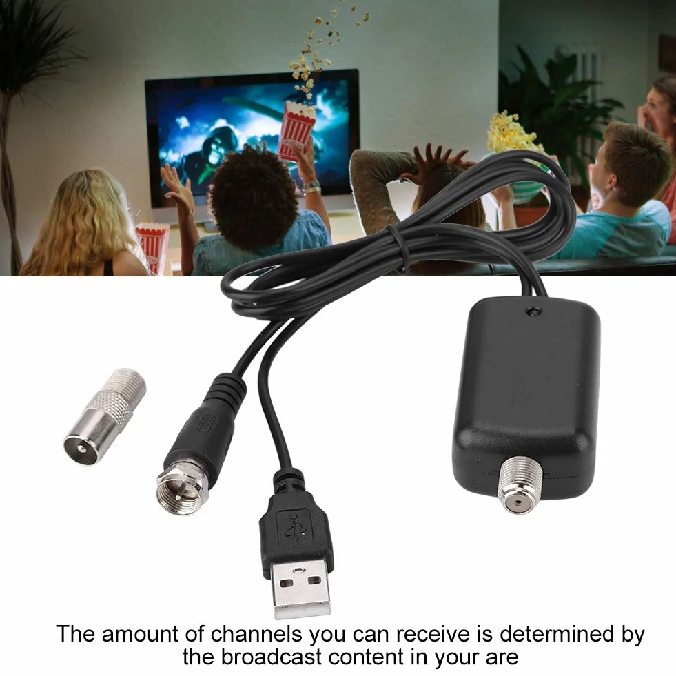 Queen.Y Wzmacniacz anteny telewizyjnej 25 dB HDTV cyfrowy wzmacniacz do wnętrz, USB TV High Gain Channel Boost do wolnych kanałów lokalnych 4K HD 1080P UKW UHF