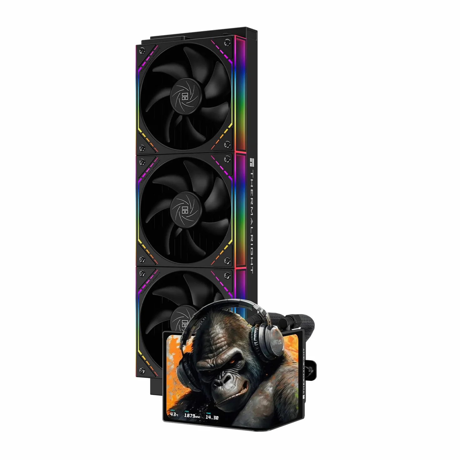 TR Levita Vision 360 ARGB czarna chłodnica procesora AIO bezprzewodowa, zakrzywiony ekran o rozdzielczości 2400 x 1080, do AM4/AM5, Intel LGA1851/1700, wyświetlacz 3D 6,67"
