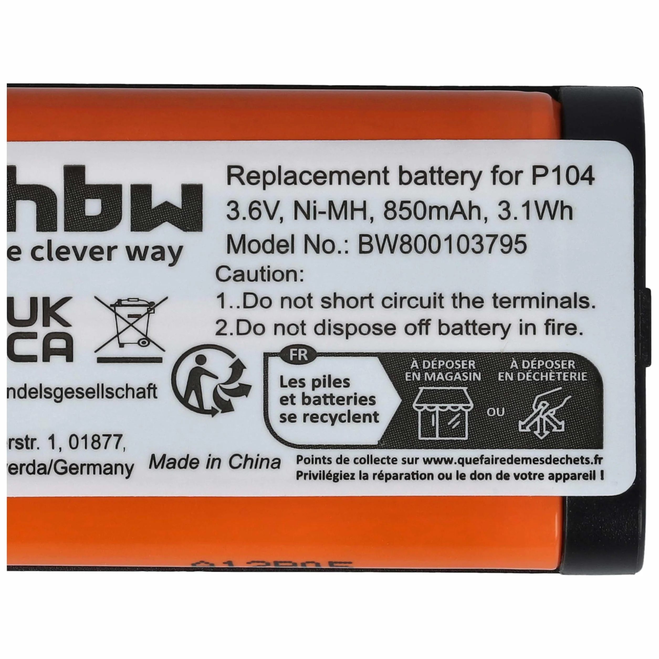 vhbw Bateria zamienna do GP85AAALH3BXZ HHR-P104 HHR-P104A P104A/1B Type 29 850 mAh 3,6 V NiMH
