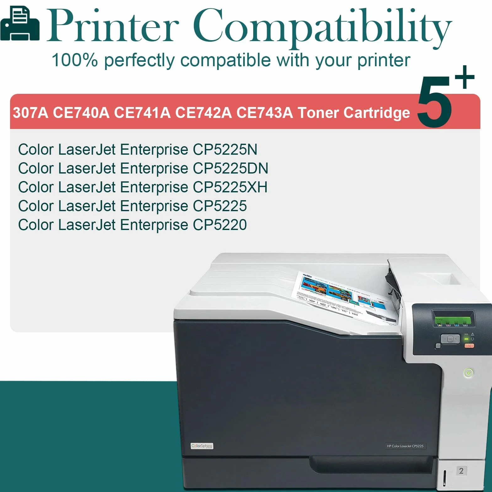 Toner czarny 307A, kompatybilny z HP 307A CE740A CRG322 CRG-322 do HP Color LaserJet CP5225n CP5225dn CP5225 (1 czarny)