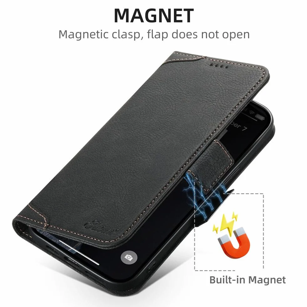 dla iPhone 16 Plus (kolor: różowy) stylowy skórzany portfel etui magnetyczne etui z klapką dla łatwego dostępu