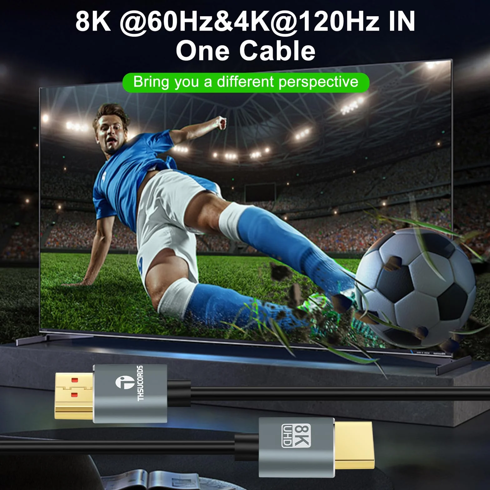 Thsucords Ultra cienkie 8K 4K Kable HDMI 2M, Slim LanElastyczne miękkie HDMI 2.1 Obsługa 4K@120Hz8K@60Hz 48Gbps Kompatybilny z Roku TV/HDTV/PS5/Blu-ray