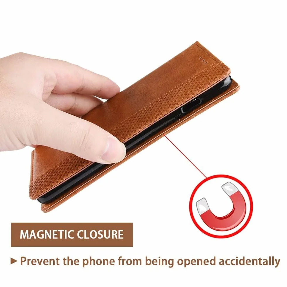 EASSGU Etui do Motorola Moto g56 5G (6,72 cala) z klapką ze skóry PU magnetyczne, 3 gniazda kart, portfel, czarne