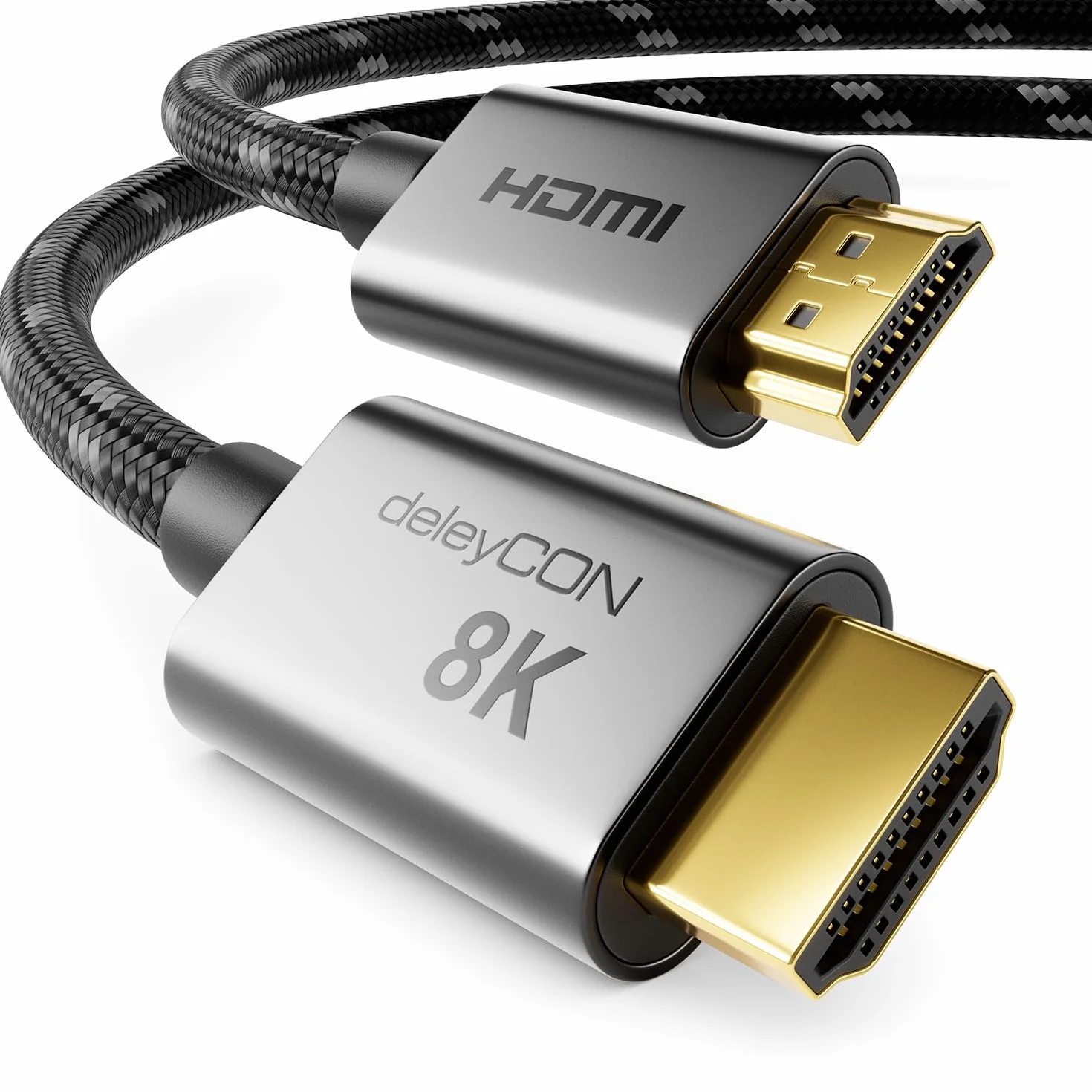 deleyCON Kabel HDMI 2.1 8K 5m - do TV, Monitora, PS4, PS5, Xbox, Soundbara Dolby Atmos, EARC, HDR10+ VRR - 48 Gbps Ultra High Speed - 10K/8K@60Hz, 4K@120Hz/144Hz, 2K@240Hz