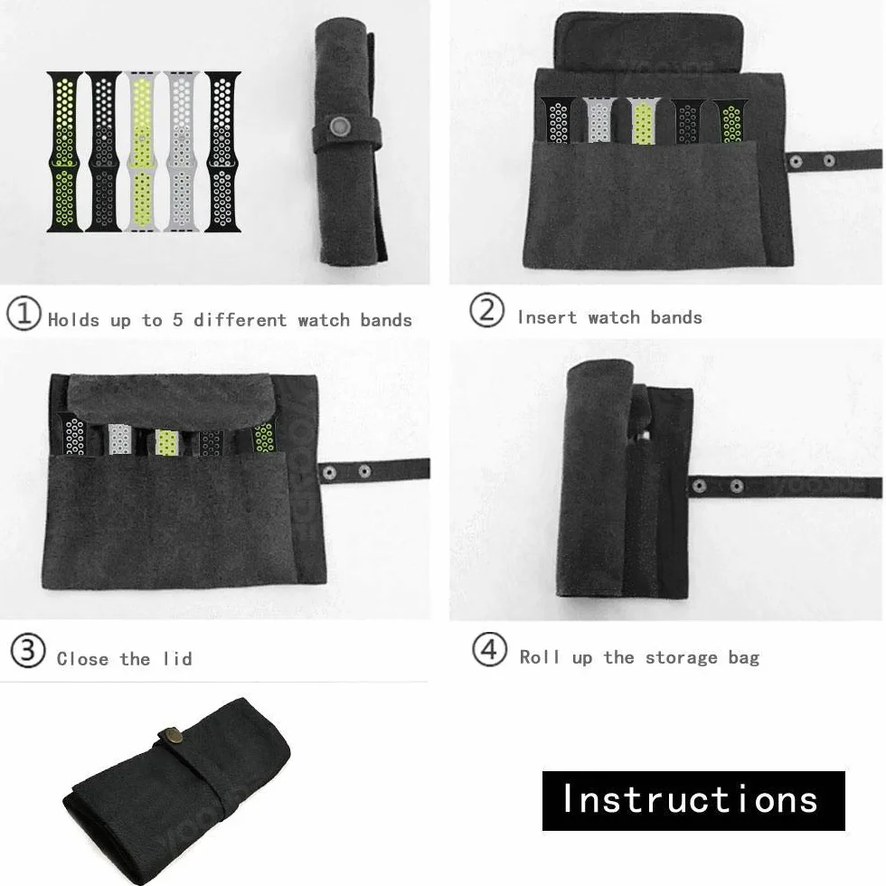 YOOSIDE Akcesoria do zegarka smartwatch bawełna płótno przenośna torba organizer kompatybilna Apple Garmin Samsung