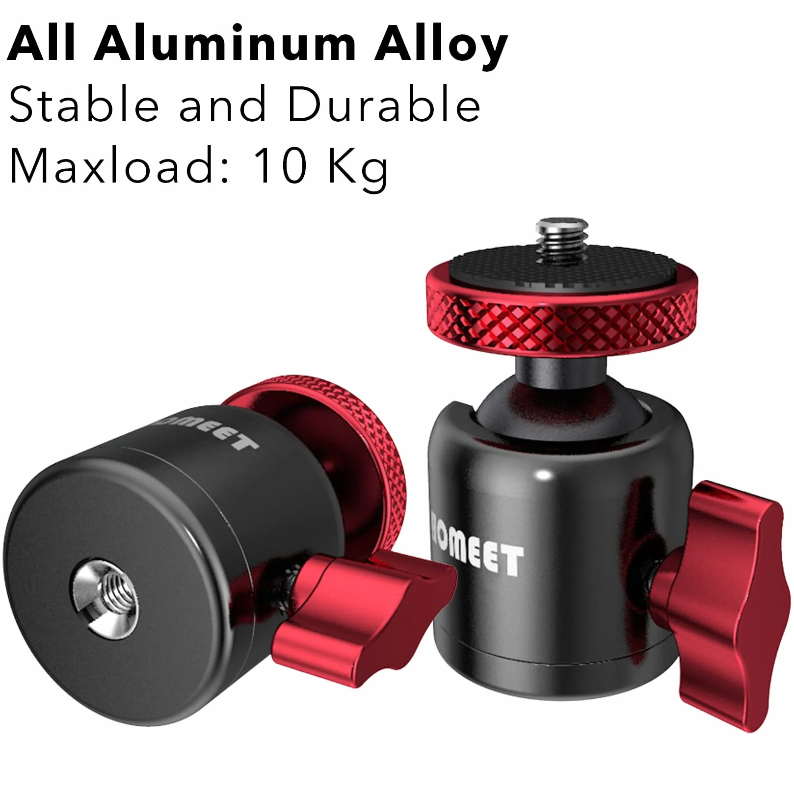 Mini Głowica Kulowa Statywu, 25 mm Ballhead O Średnicy 10 kg, Maksymalne Obciążenie Metalowa Głowica Kulowa 1/4" I Otwór Gwintowany 3/8", Do Wszystkich Aparatów,Statywów,Monitorów