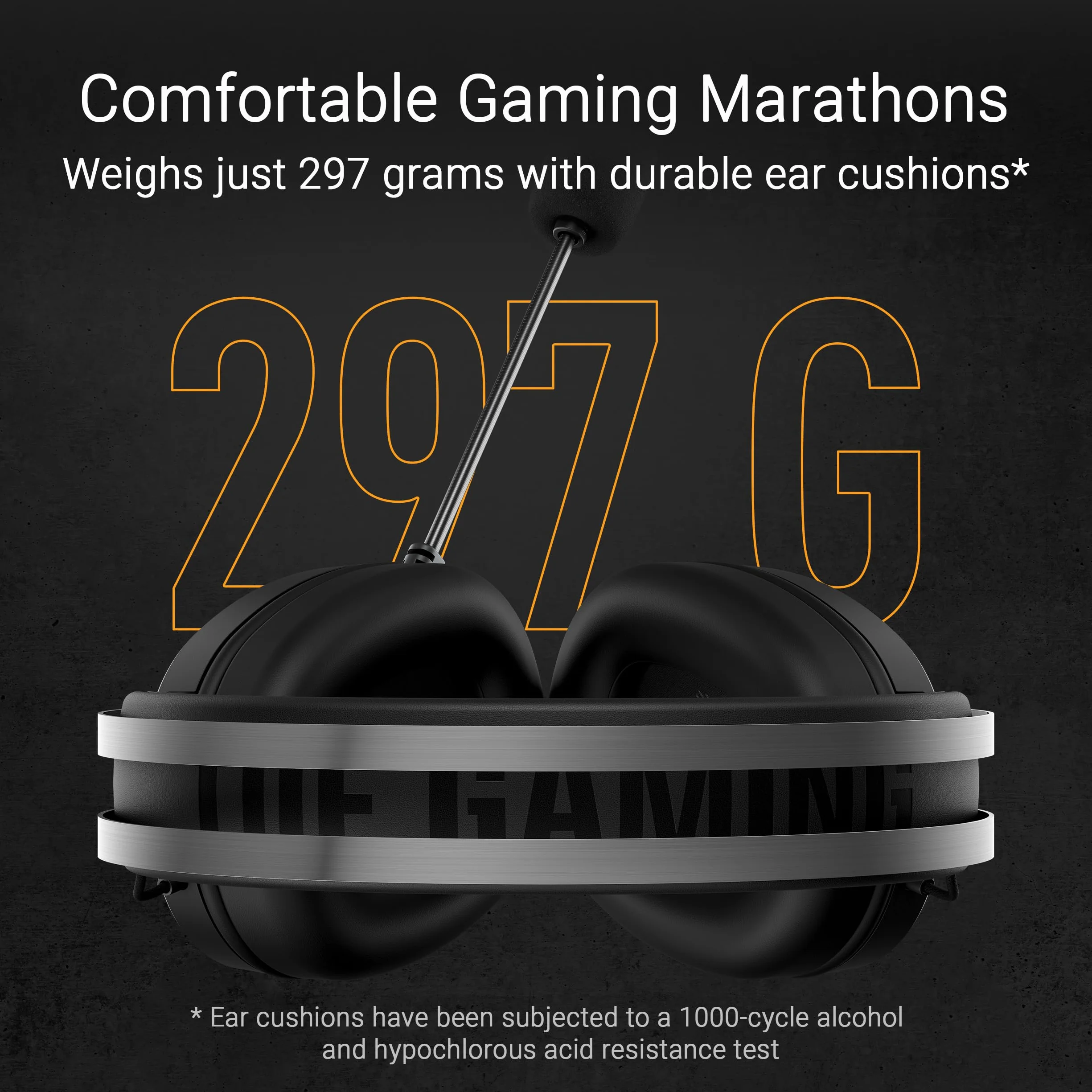 ASUS TUF H1 GEN II - Przewodowy zestaw słuchawkowy do gier, głośniki benzynowe 40 mm, wirtualny dźwięk przestrzenny 7.1, mikrofon z certyfikatem TeamSpeak, lekka konstrukcja 297 gramów