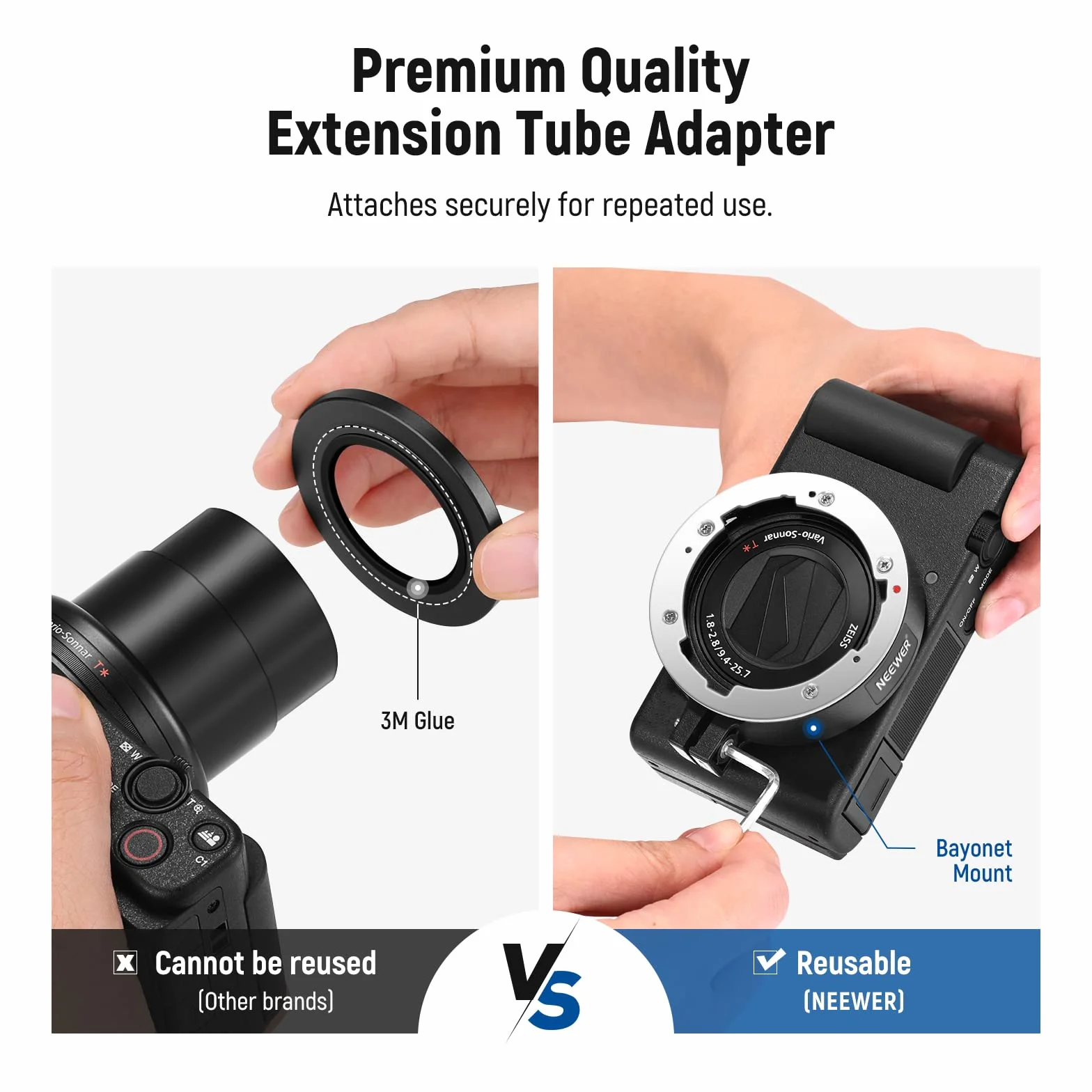 NEEWER Obiektyw szerokokątny kompatybilny z aparatem Sony ZV1, 2 w 1, szerokokątny obiektyw HD 18 mm i 10-krotny dodatkowy obiektyw makro z rurką przedłużającą, bagnetowy adapter soczewki, ściereczka