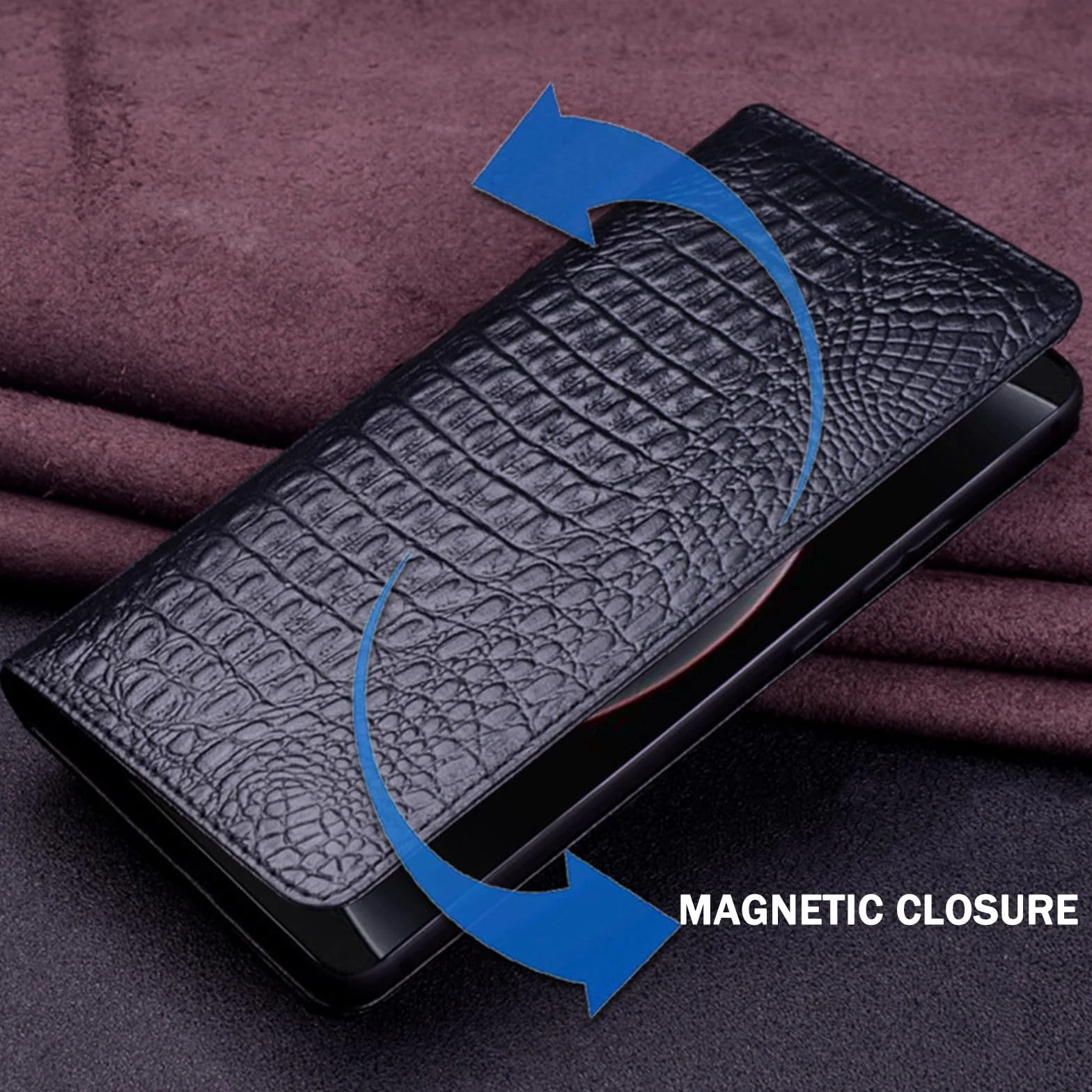 Etui do Honor Magic 8 Pro/8, etui z klapką z prawdziwej skóry, tekstura krokodyla, magnetyczne zamknięcie, funkcja stojaka, odporne na zarysowania, brązowe, 8Pro