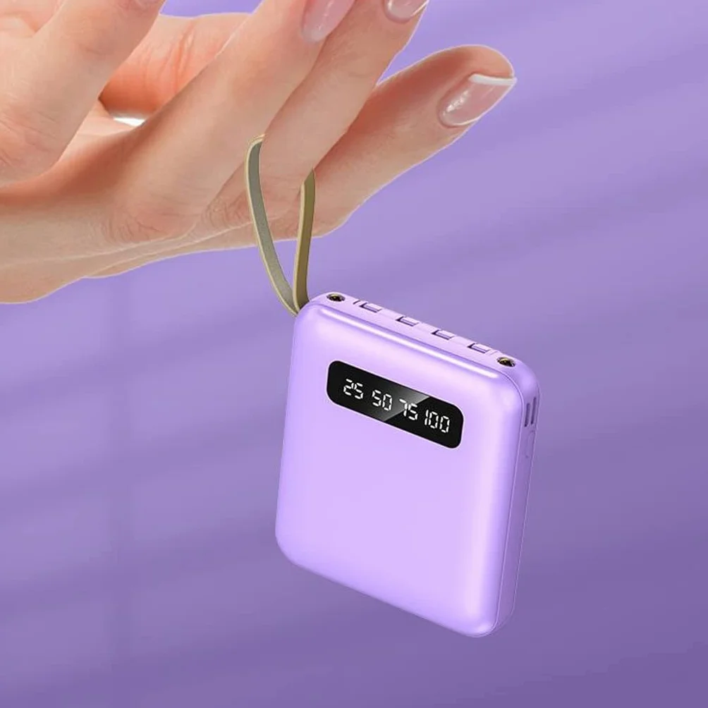 Mini 20000 MAh Duża pojemność jest dostarczana z czteroprzewodowym ładowaniem Skarbiec Przenośny power bank z szybkim ładowaniem (Color : White, Size : 20000mAh)