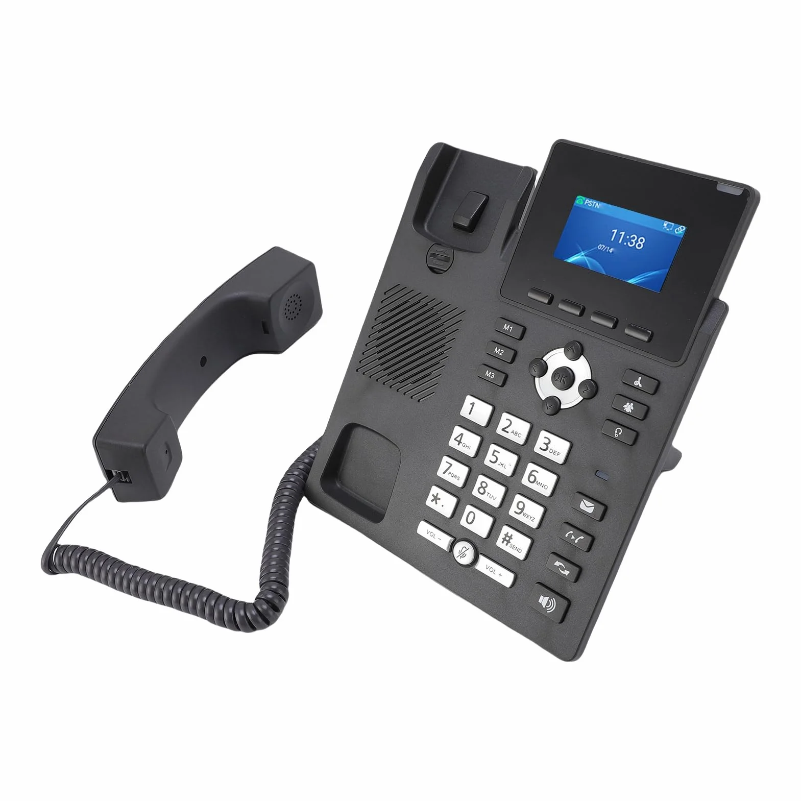 Biznesowy Telefon IP z 2 Liniami, Podwójny System VoIP Gigabit Ethernet, Urządzenie do Komunikacji Audio z redukcją Szumów, Zasilanie PoE i Kolorowy Wyświetlacz LCD o Przekątnej 2,4 Cala,