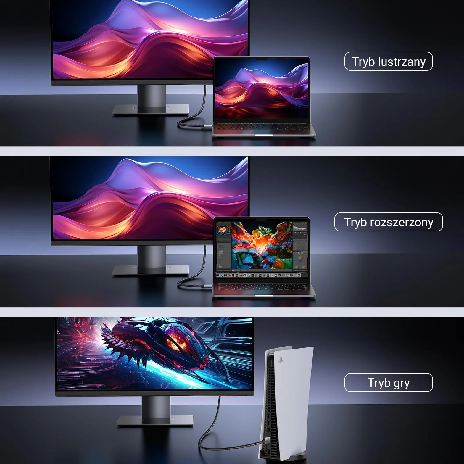 UGREEN Kabel HDMI 2.1 8K 60Hz 4K 240Hz 165Hz 144Hz 120Hz 48Gbit/s High Speed, Kabel HDMI 2.1 Ultra HD eARC HDR 10+ HDCP Dolby Vision VRR Kompatybilny z TV/PS5/PS4/ Xbox Series X/Monitor/Laptop (2M)