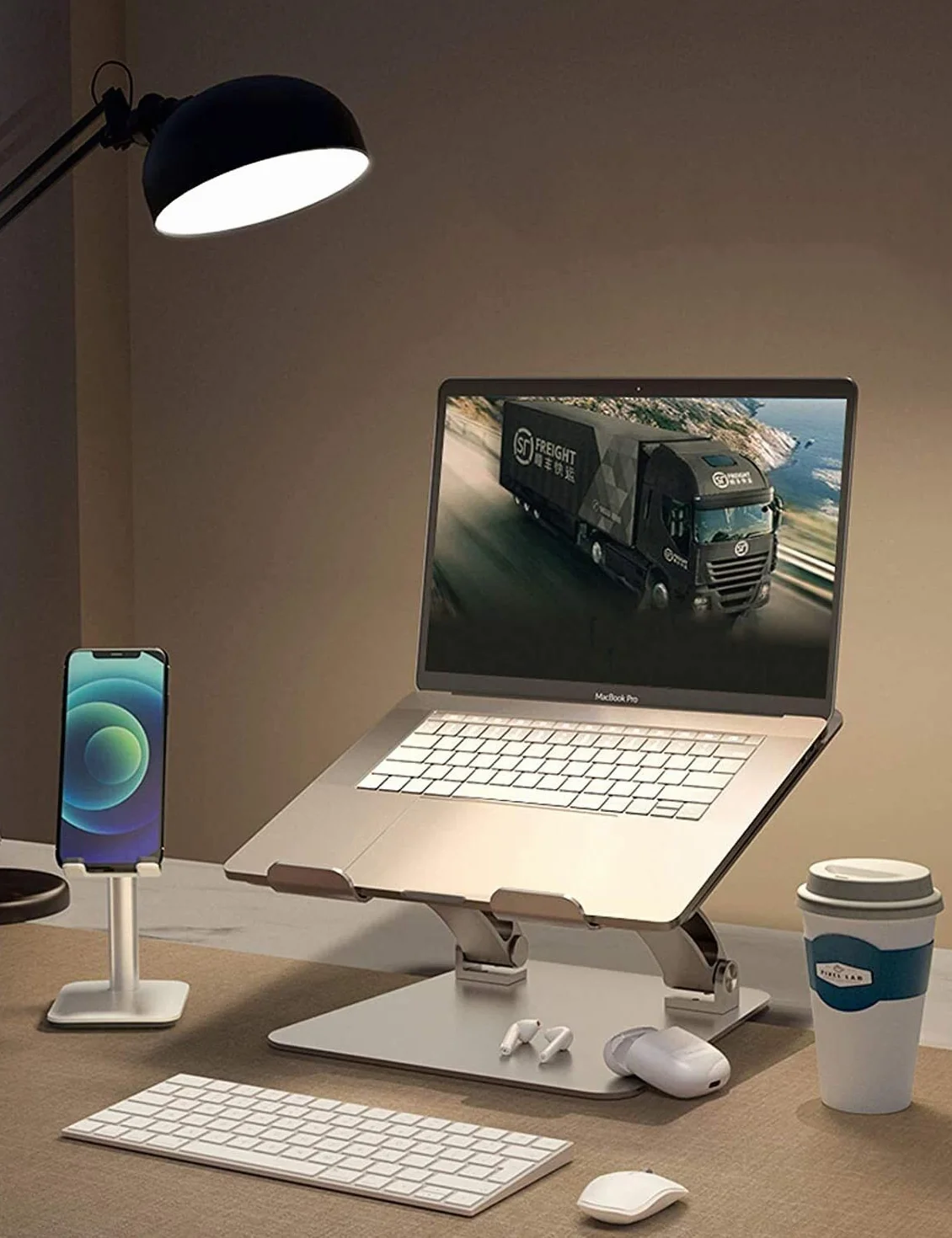 Stojak na laptopa Podstawka na biurko Wentylowany aluminiowy uchwyt na biurko Regulowany stojak na laptopa z antypoślizgowym silikonem Składany Ergonomiczny do biblioteki Biurowa kawiarnia, przenośny