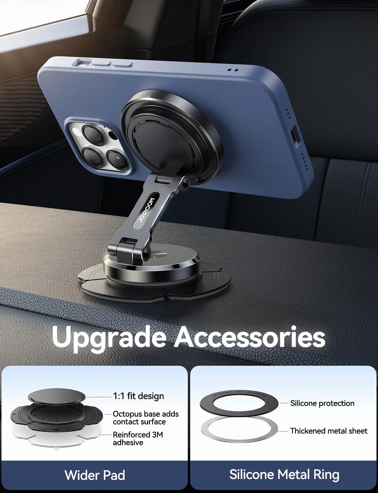 JOYROOM 15 W samochodowy uchwyt na telefon z funkcją ładowania [dwustronny obrót] Bezprzewodowa ładowarka samochodowa do deski rozdzielczej Magsafe Magnetyczny uchwyt do iPhone'a 16 15 14 13 12 Pro