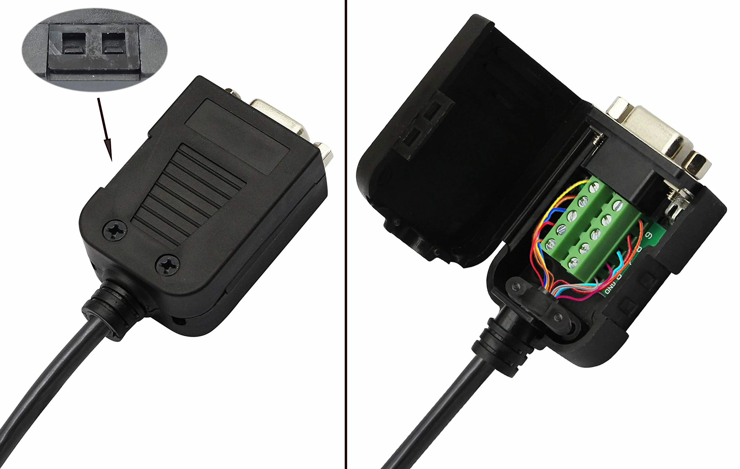 CERRXIAN Adapter DB9 RS-232 Interfejs szeregowy DB9 męskie i żeńskie złącze DB9 (1 para) (czarna wtyczka nakrętki)