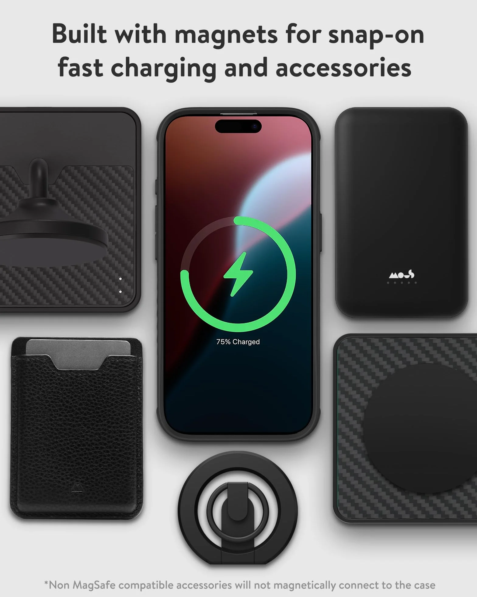 Mous Etui do iPhone'a 16 Plus MagSafe kompatybilne z przyciskiem sterowania kamerą - Limitless 6.0 - włókno węglowe - ochronne, odporne na wstrząsy etui na telefon