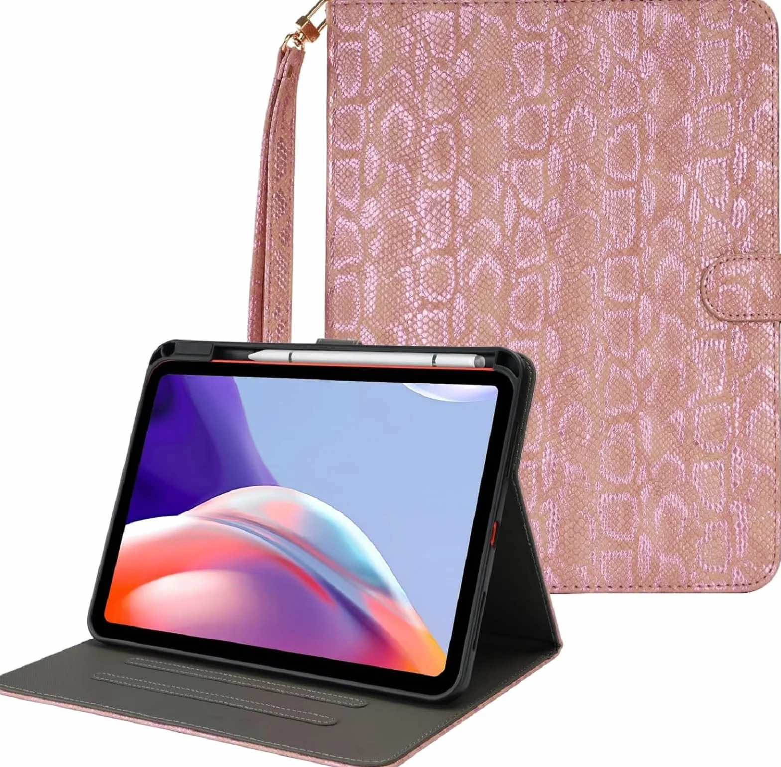 Brokatowe etui na iPada (A16) 11. generacji 2025 / iPad 10. generacji 27.7 cm 2022 – błyszczące etui z uchwytem na ołówki, paskiem na nadgarstek i automatycznym uśpieniami/budzeniem, stylowe