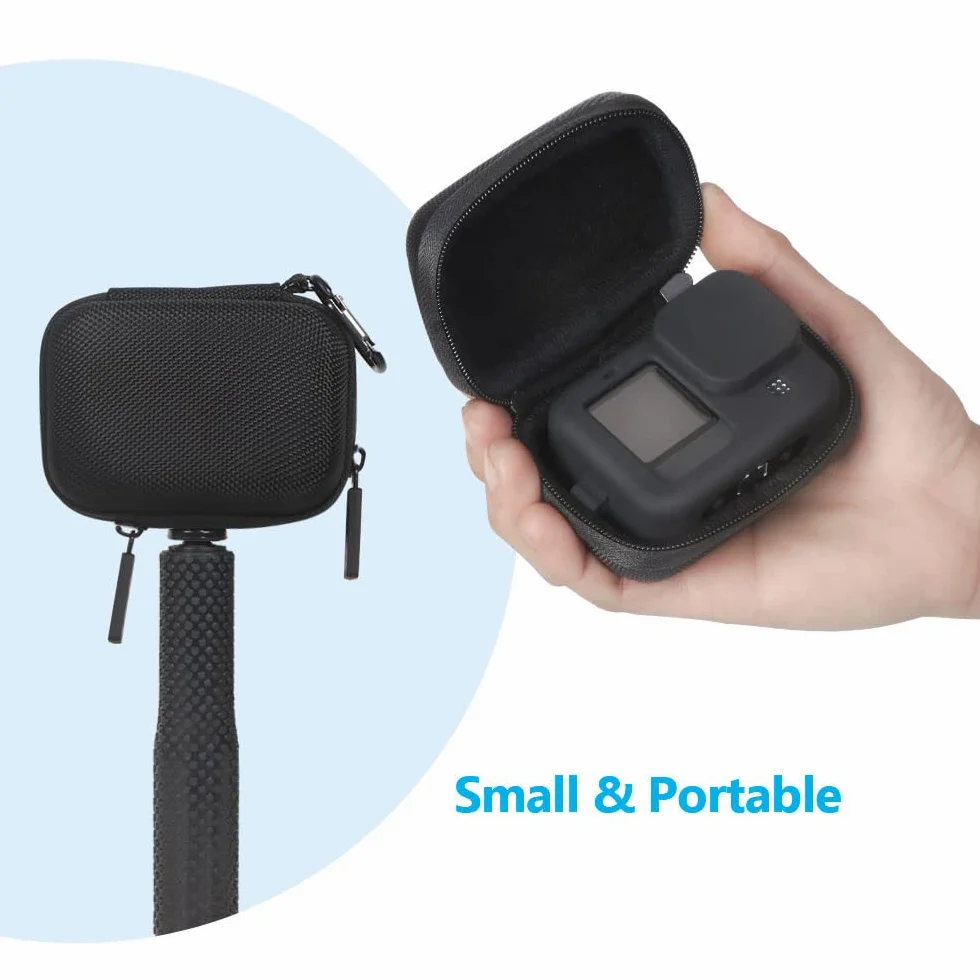 JSVER Etui do GoPro Hero 12, Twardy futerał podróżny, Osmo Action 3, AKASO EK7000, Campark ACT74, YI Action Aparat (czarny)