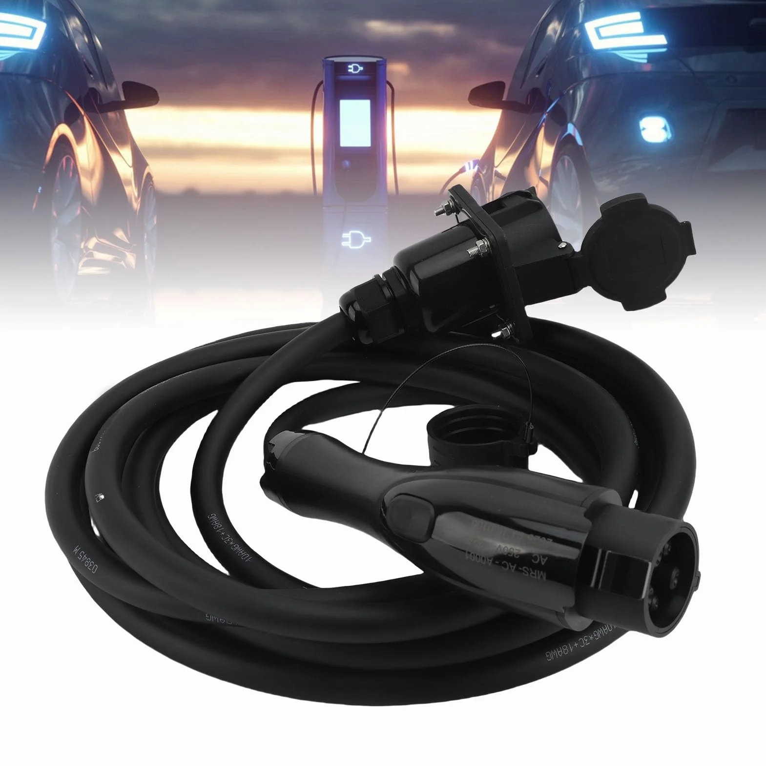 Tbest Kabel ładowarki EV Typ 1 Przedłużacz ładowania EV J1772 Przedłużacz Kabel ładujący Typu 1 32A 7,6KW 19,69ft IP54 środek Zmniejszający palność do Pojazdów Elektrycznych