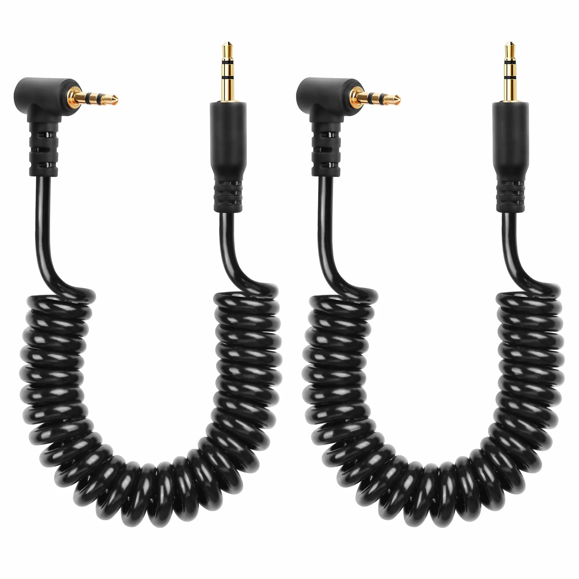 CERRXIAN 2 szt. 2,5 mm kabel audio, 2,5 mm TRS 3-biegunowa wtyczka na wtyczkę, kabel spiralny stereo audio Aux do kamery, aparatu, pilota zdalnego sterowania aparatem, słuchawek, blasterów IR i