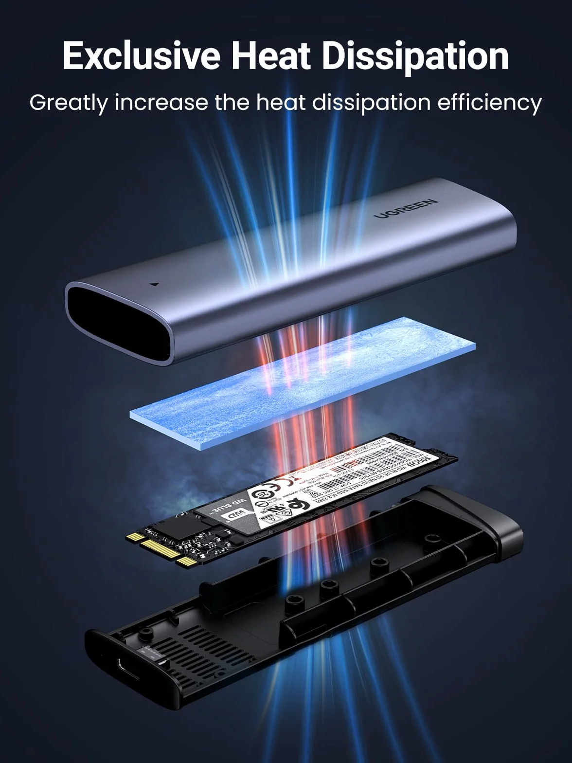 UGREEN Obudowa NVMe M.2 SSD USB 3.2 10 Gb/s PCIe M-Key/M+B Key 2230/2242/2260/2280