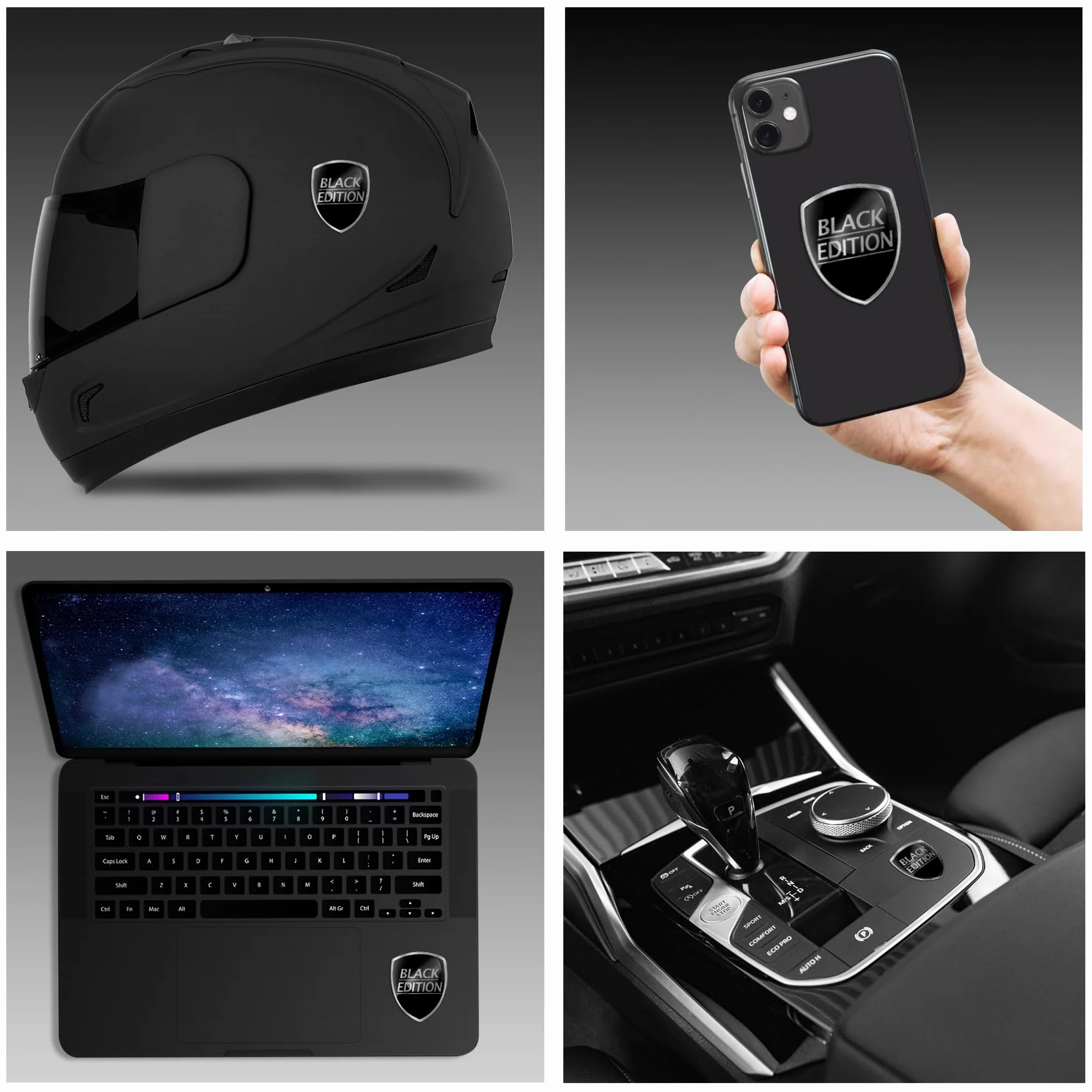 Naklejka żelowa 3D Biomar Labs Black Edition KS 68 na samochód motocykl