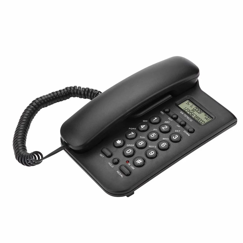 Telefon stacjonarny, telefon domowy, hotel, telefon przewodowy, biurko, ściana, biuro, telefon stacjonarny, podwójny system FSK/DTMF (czarny)
