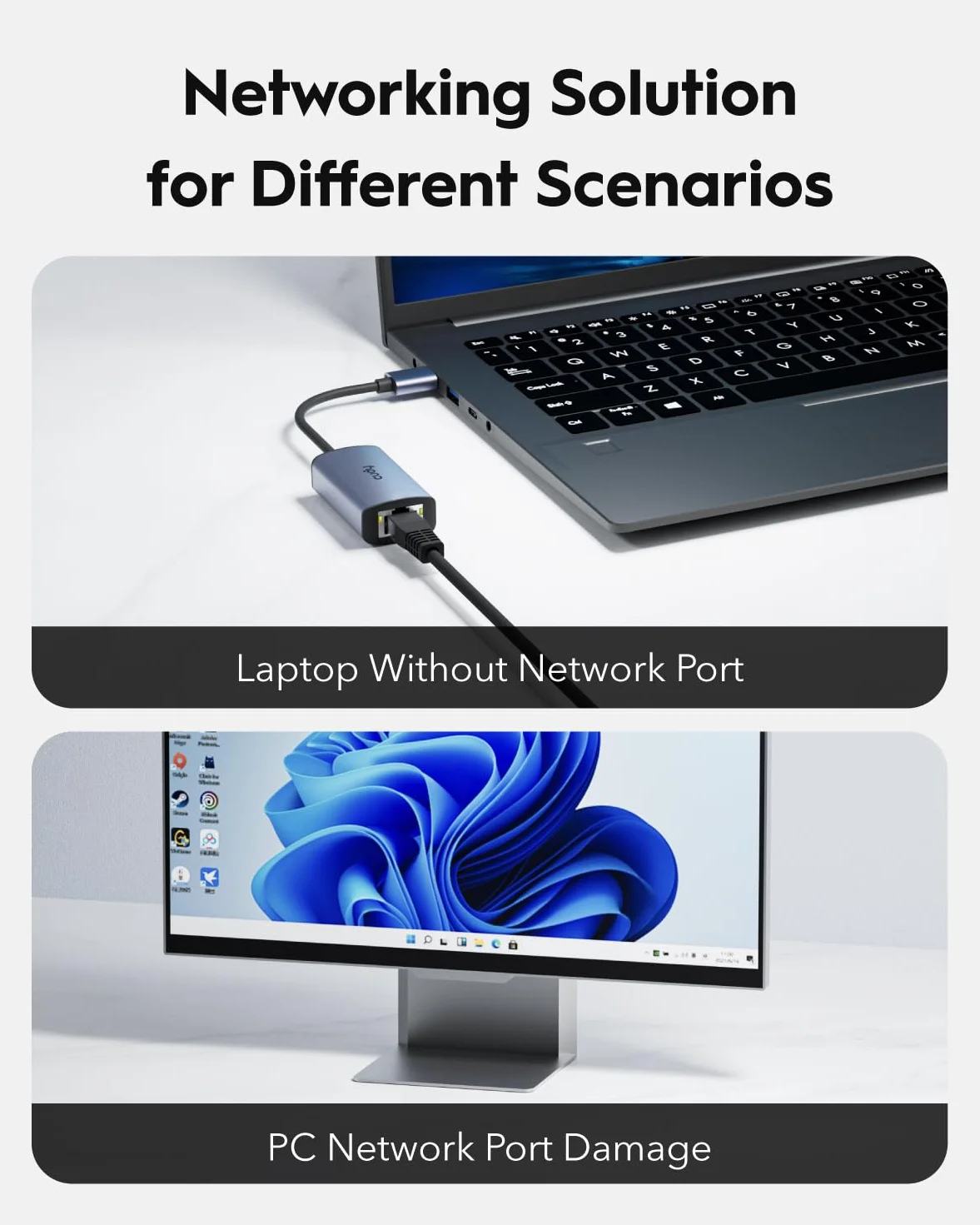 Cudy Adapter Ethernet USB-A Gigabitowy USB 3.0 Aluminiowy RJ45 LAN Bez Sterowników