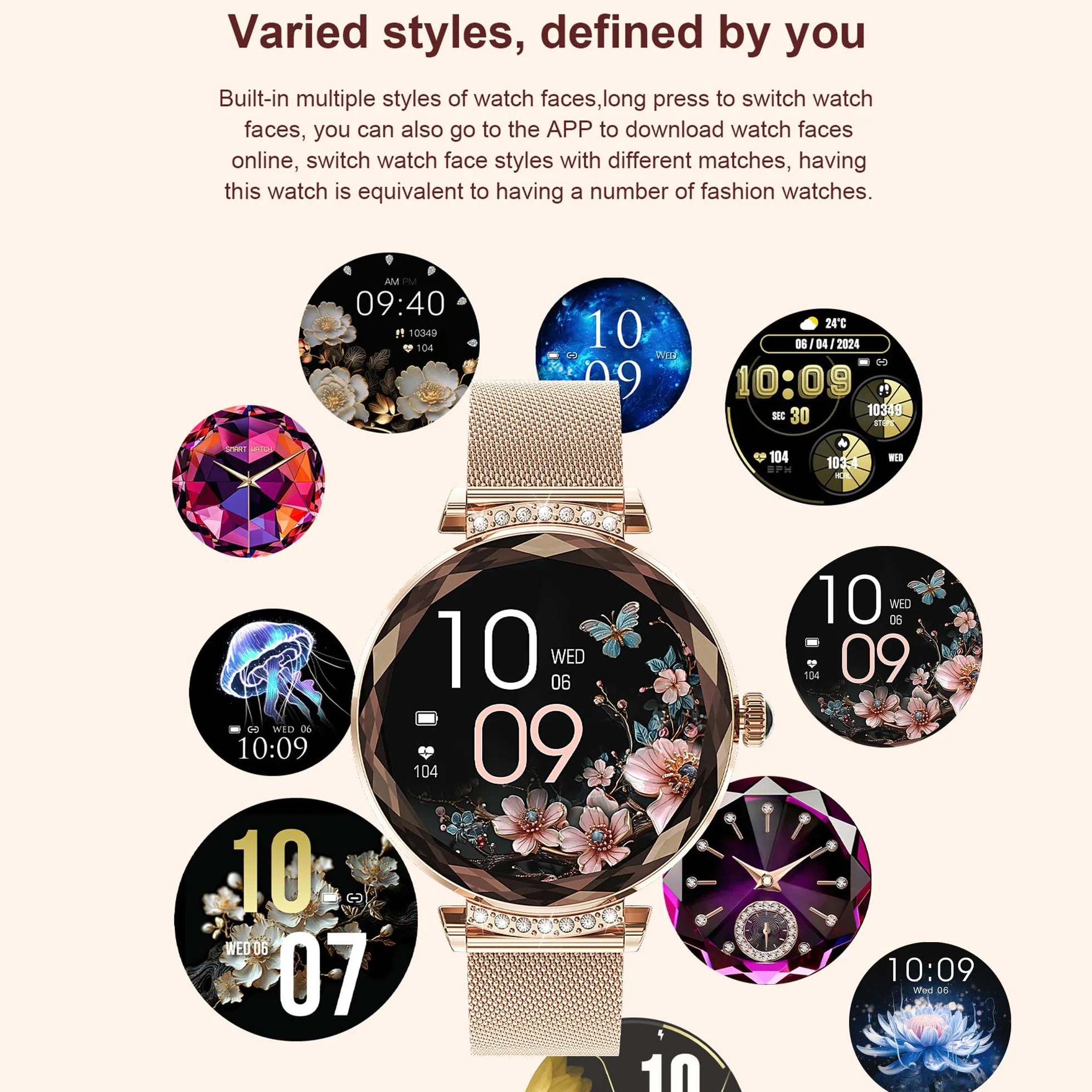 LONGLU damski inteligentny zegarek na telefon z funkcją Bluetooth Smart Watch dla kobiet iPhone iPhone Android Fitness Tracker Multisport Watch z odpowiedzią