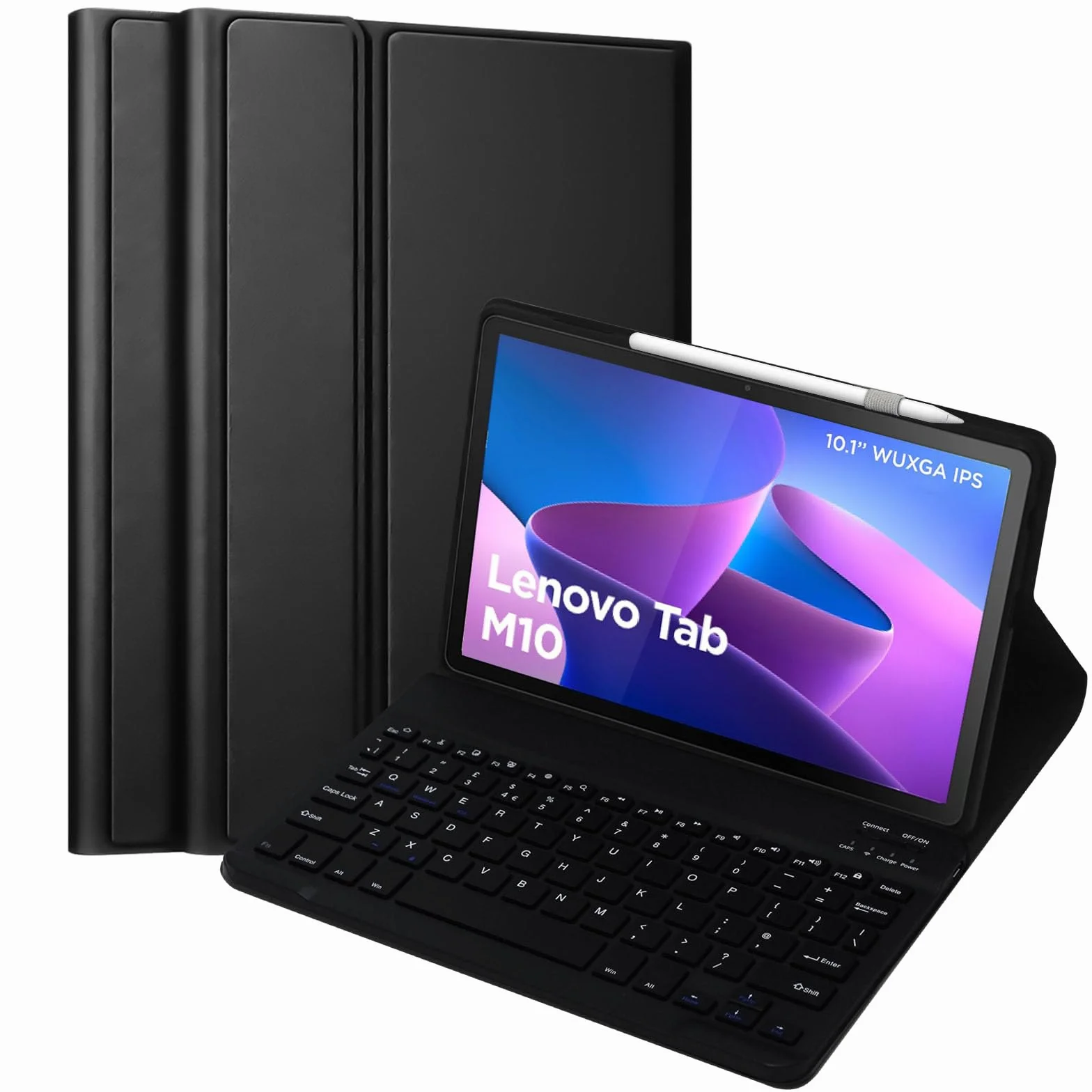 Lenovo Tab M10 3. generacji 10,1 cala 64 GB etui z odłączaną klawiaturą - smukłe inteligentne etui do tabletu M10 (2022) - układ brytyjski - czarne