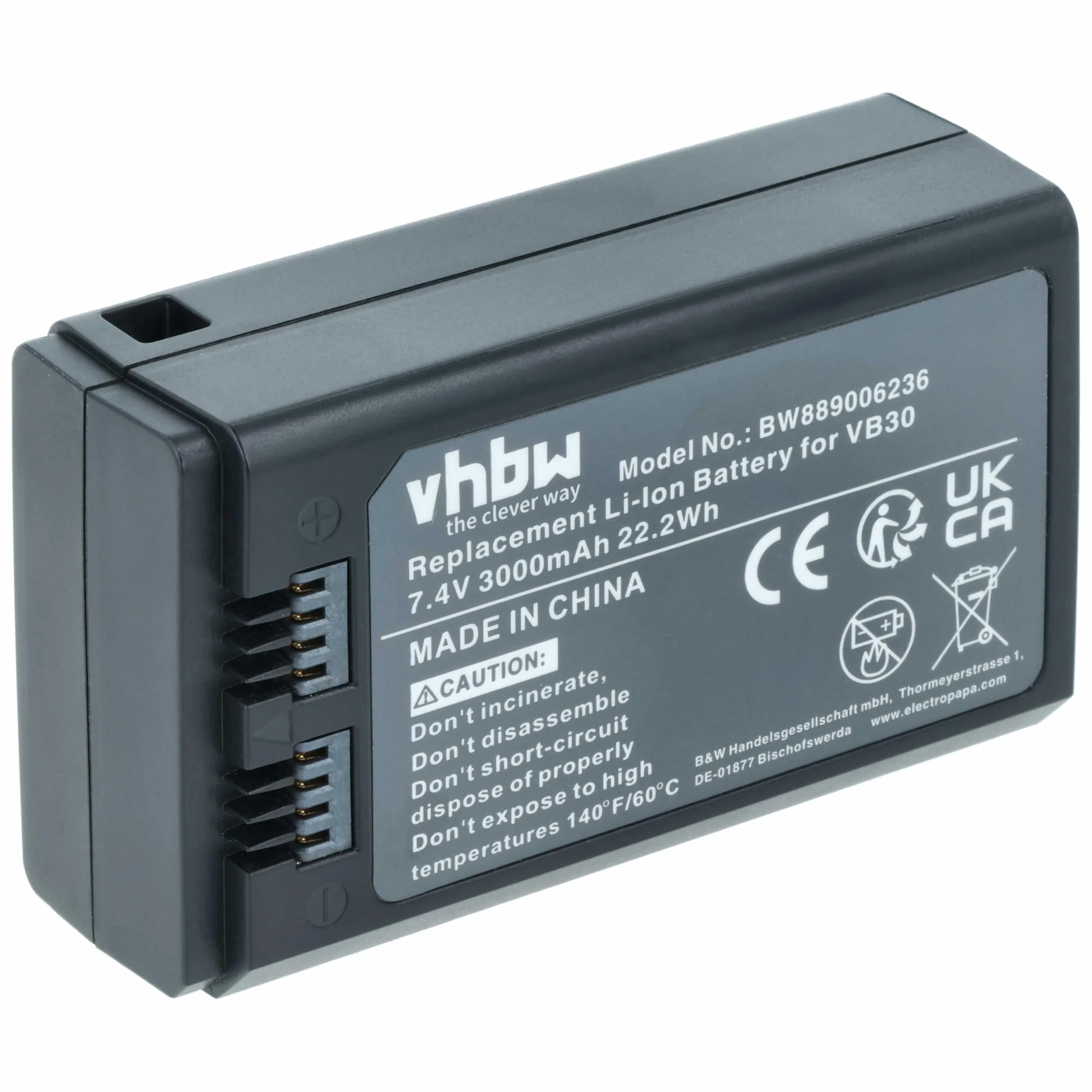 vhbw 2 x akumulator kompatybilny z Godox V1PRO-N, V1PRO-O, V1PRO-C, V1PRO-F, V1PRO lampa błyskowa do aparatu (3000 mAh, 7,4 V, Li-ION)