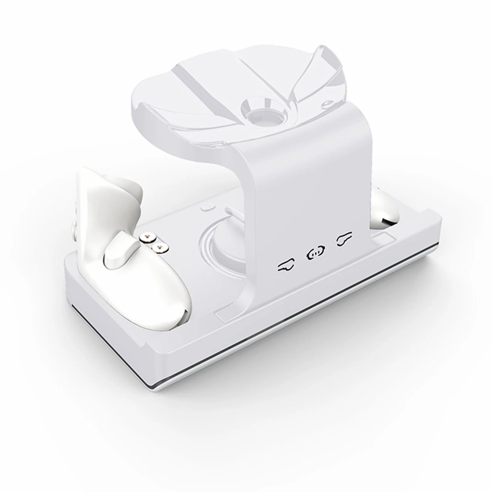 Kontrolery VR i zestaw słuchawkowy stacja dokująca do ładowania kompatybilna z Meta Quest 3, zestaw słuchawkowy i kontrolery, pionowa podstawa do przechowywania z trybami oświetlenia RGB