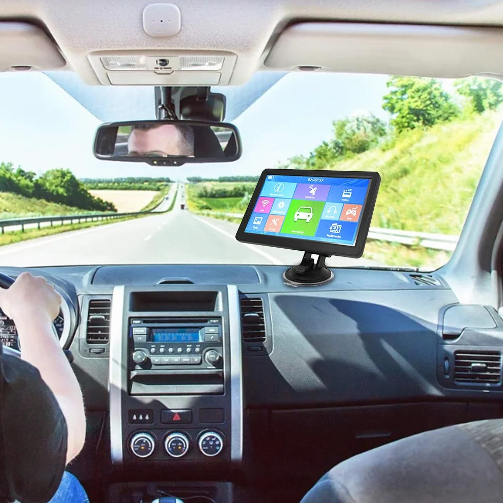 aqxreight Nawigacja GPS do samochodu, 9-calowa uniwersalna nawigacja GPS 256 MB 8G HD pojemnościowy ekran dotykowy zamiennik do samochodów osobowych i ciężarowych (mapa europejska)